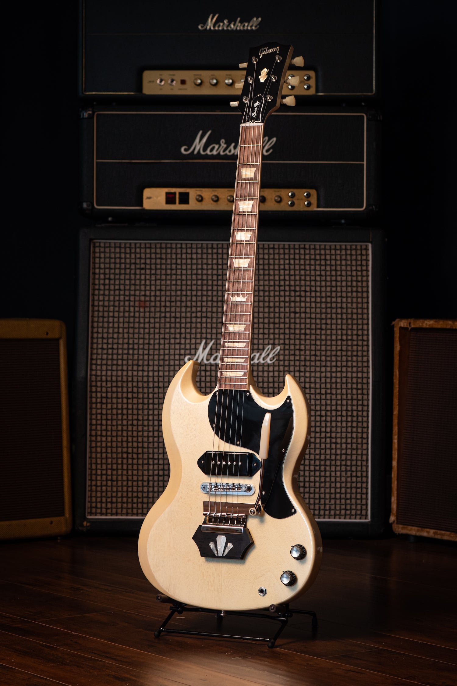 Gibson Custom Shop Brian Ray '62 SG Junior Electric Guitar - White Fox Gloss
