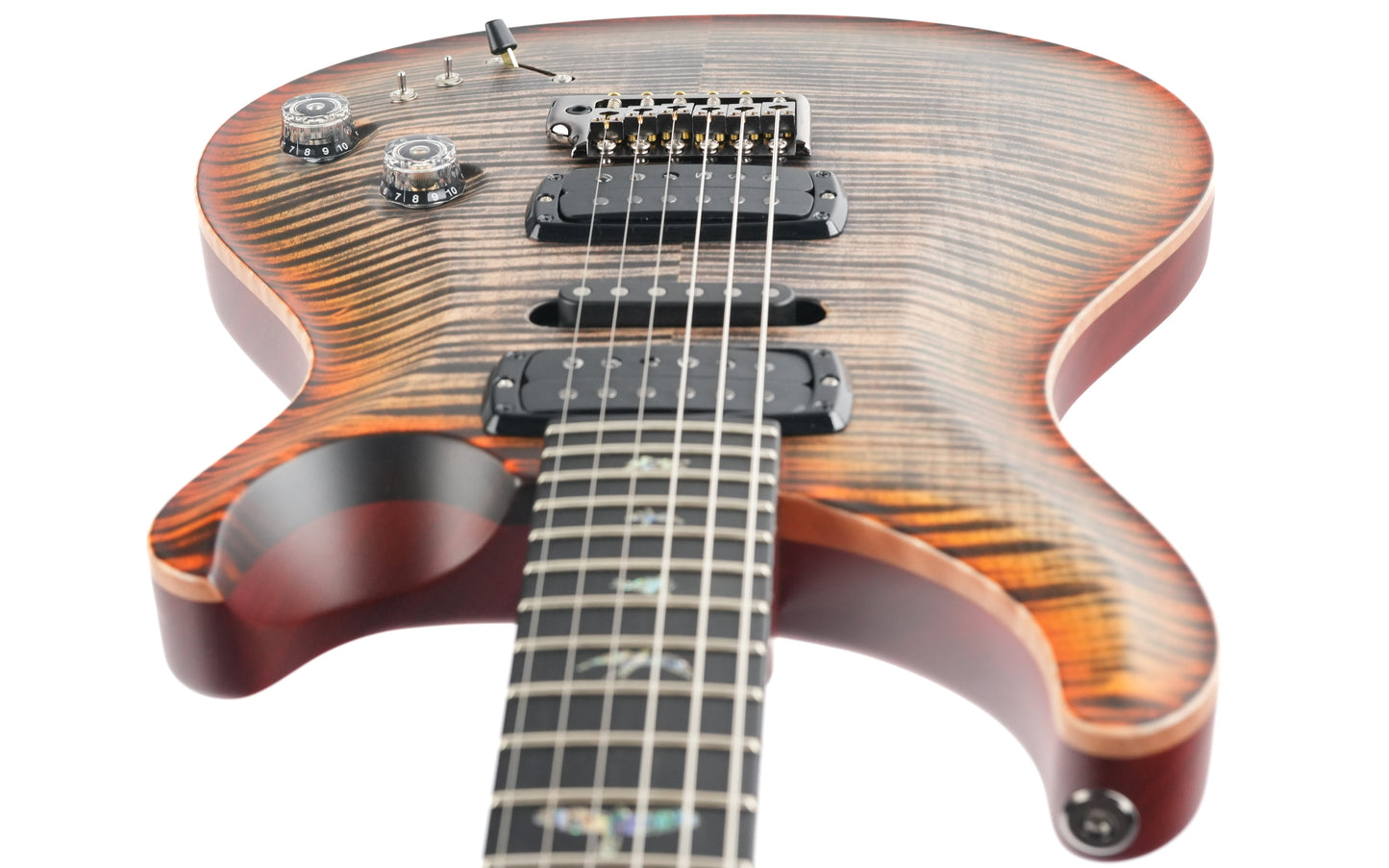 PRS Modern Eagle V Wood Library Satin Ten Top Burnt Maple Leaf 2024