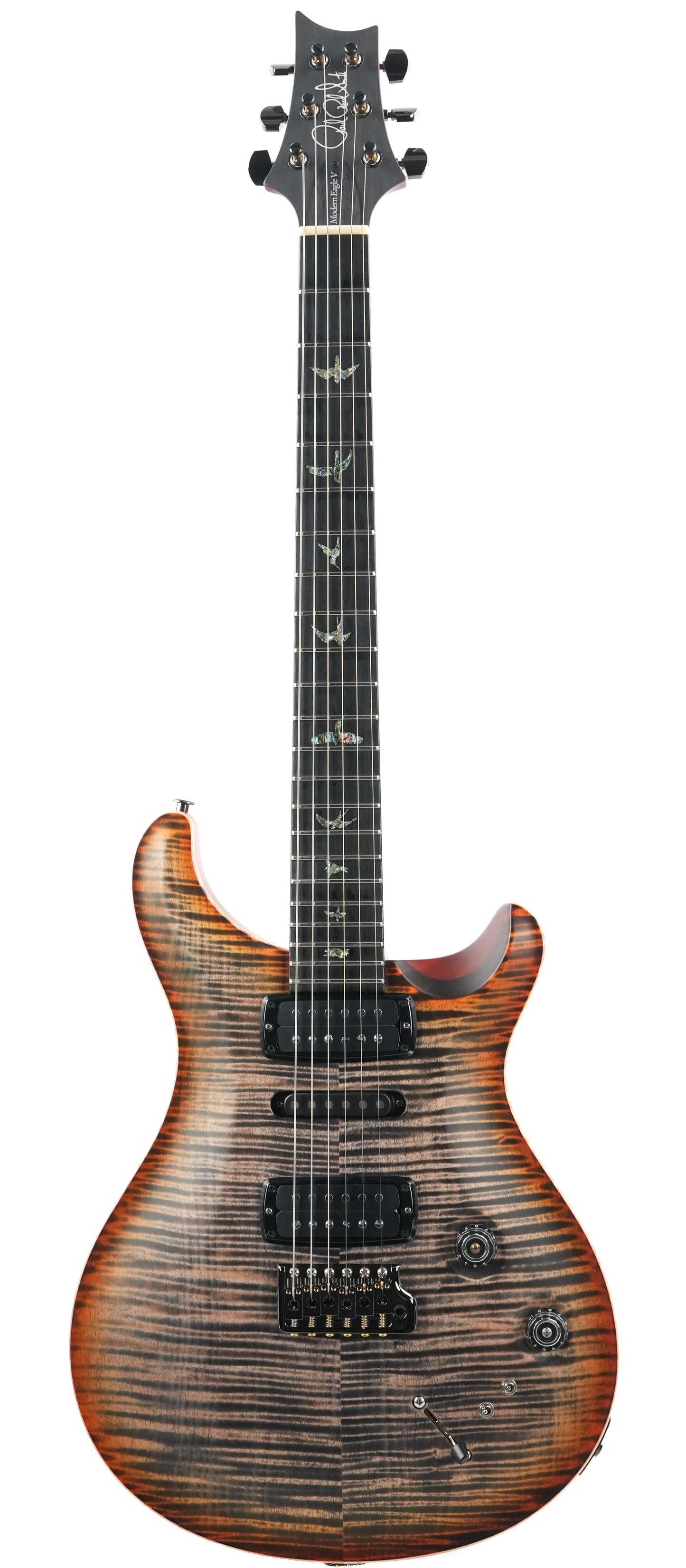 PRS Modern Eagle V Wood Library Satin Ten Top Burnt Maple Leaf 2024