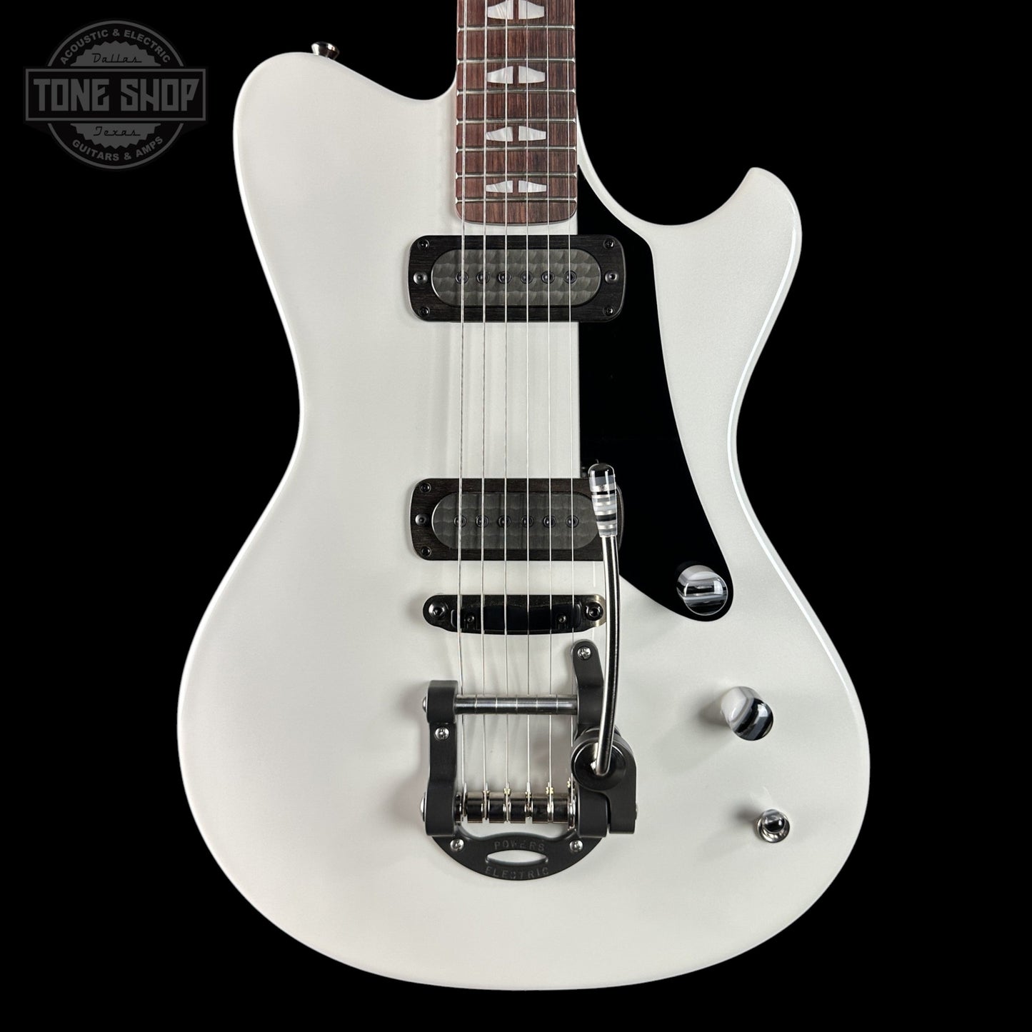 Powers Electric A-Type Pearl White FF42 Anodized Camtail Matching Headstock w/softcase B279