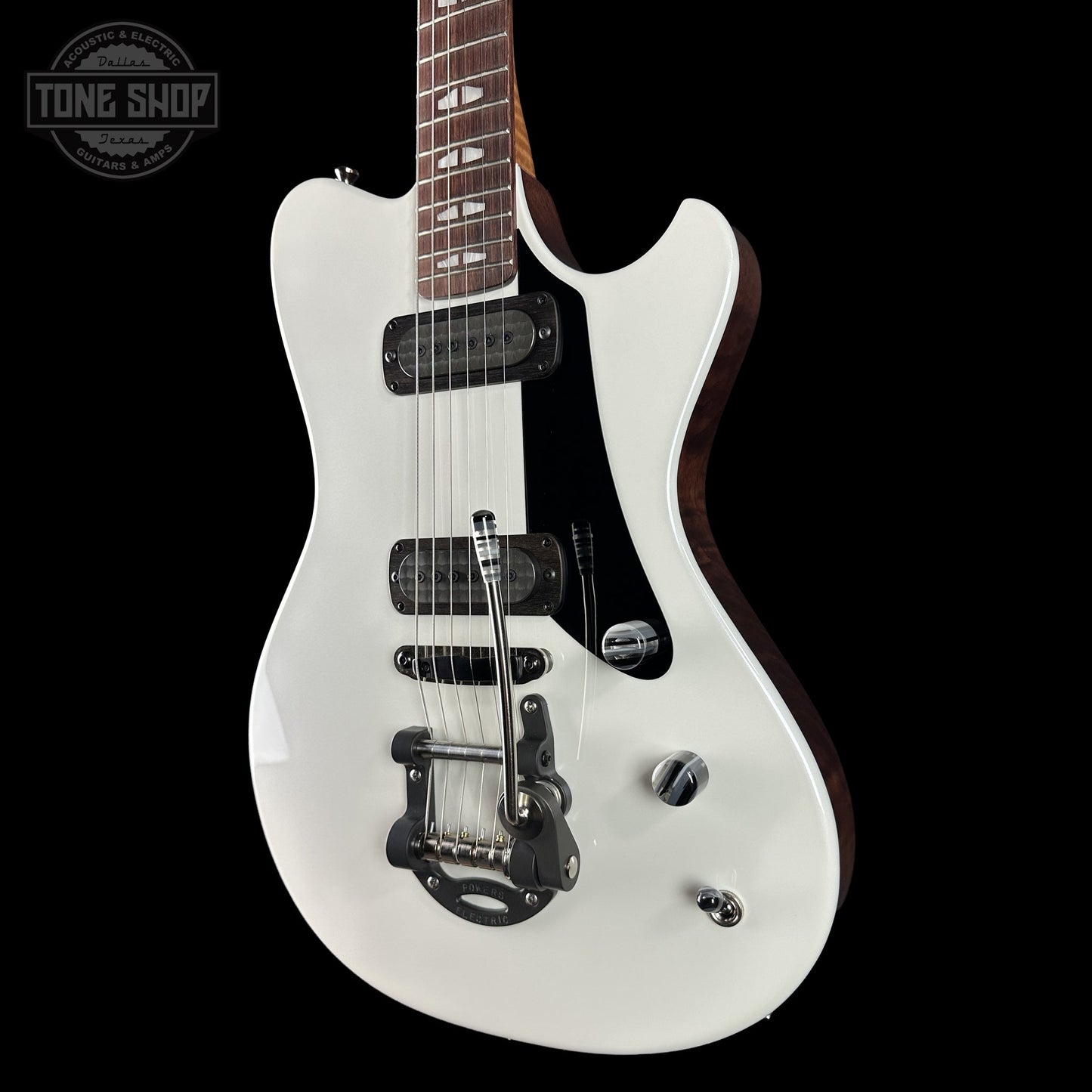 Powers Electric A-Type Pearl White FF42 Anodized Camtail Matching Headstock w/softcase B279