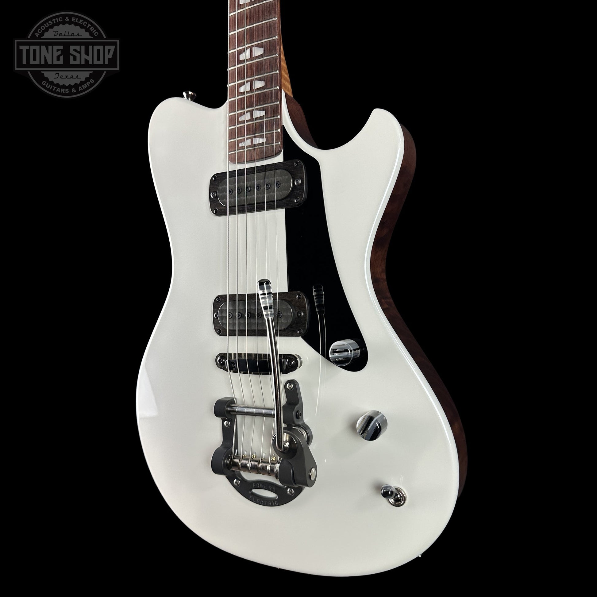 Powers Electric A-Type Pearl White FF42 Anodized Camtail Matching Headstock w/softcase B279