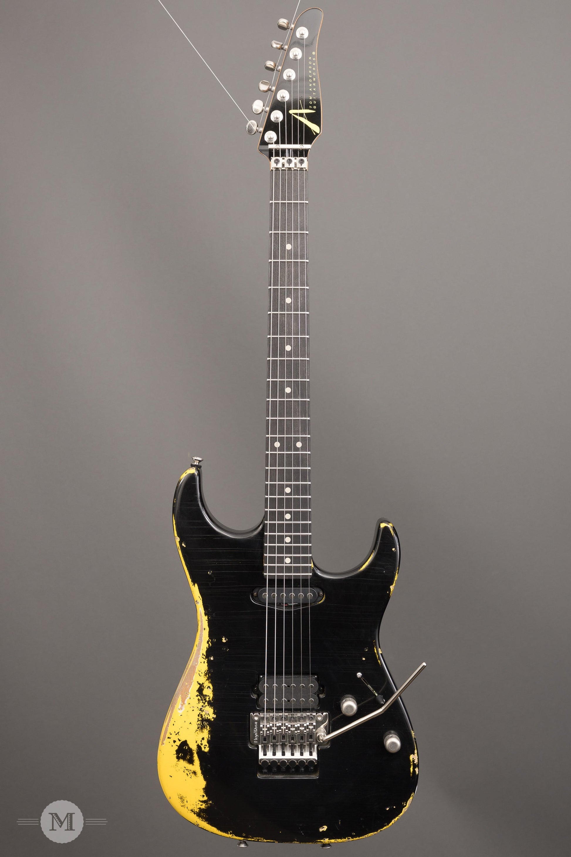 Tom Anderson Guitars - Pro Am - Black over Corvette Yellow - In Distress Lv3
