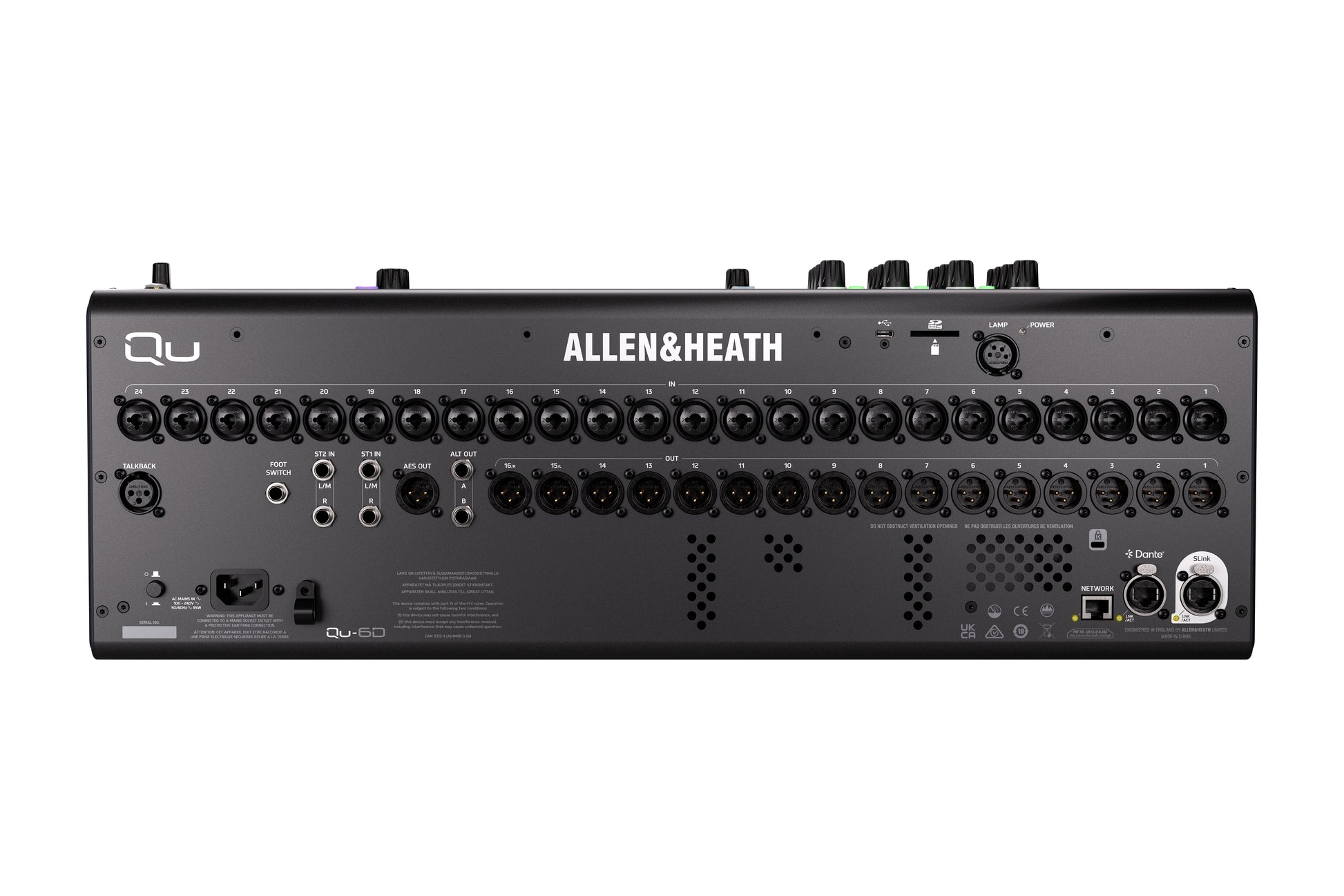Allen & Heath Qu-6D - 24 Channel 96kHz Digital Mixing Console w/ Dante Interface