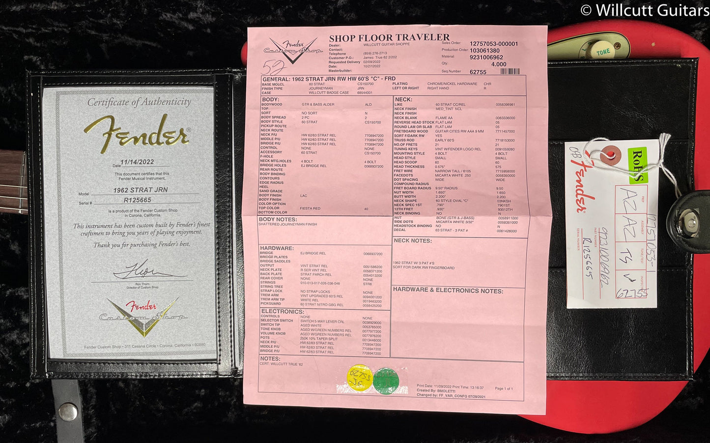 Fender Custom Shop Willcutt True '62 Stratocaster Journeyman Relic Fiesta Red 60s Oval C (665)
