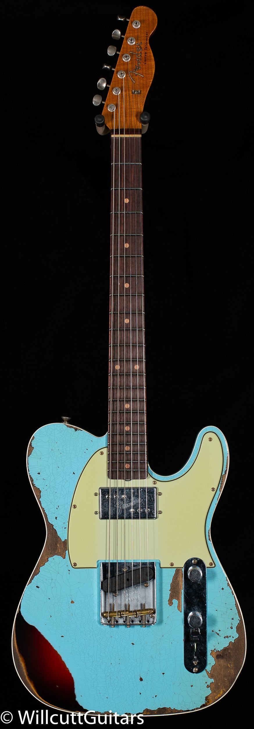 Fender Custom Shop LTD CuNiFe Roasted Telecaster Custom Heavy Relic Aged Daphne Blue over 3-Tone Sunburst (095)