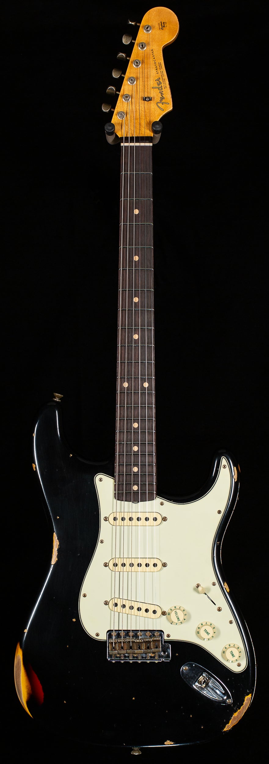 Fender Custom Shop Willcutt True '62 Stratocaster Journeyman Relic Black over 3TS '59 C (492)