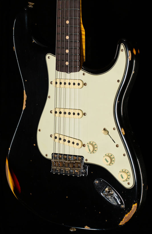 Fender Custom Shop Willcutt True '62 Stratocaster Journeyman Relic Black over 3TS '59 C (492)