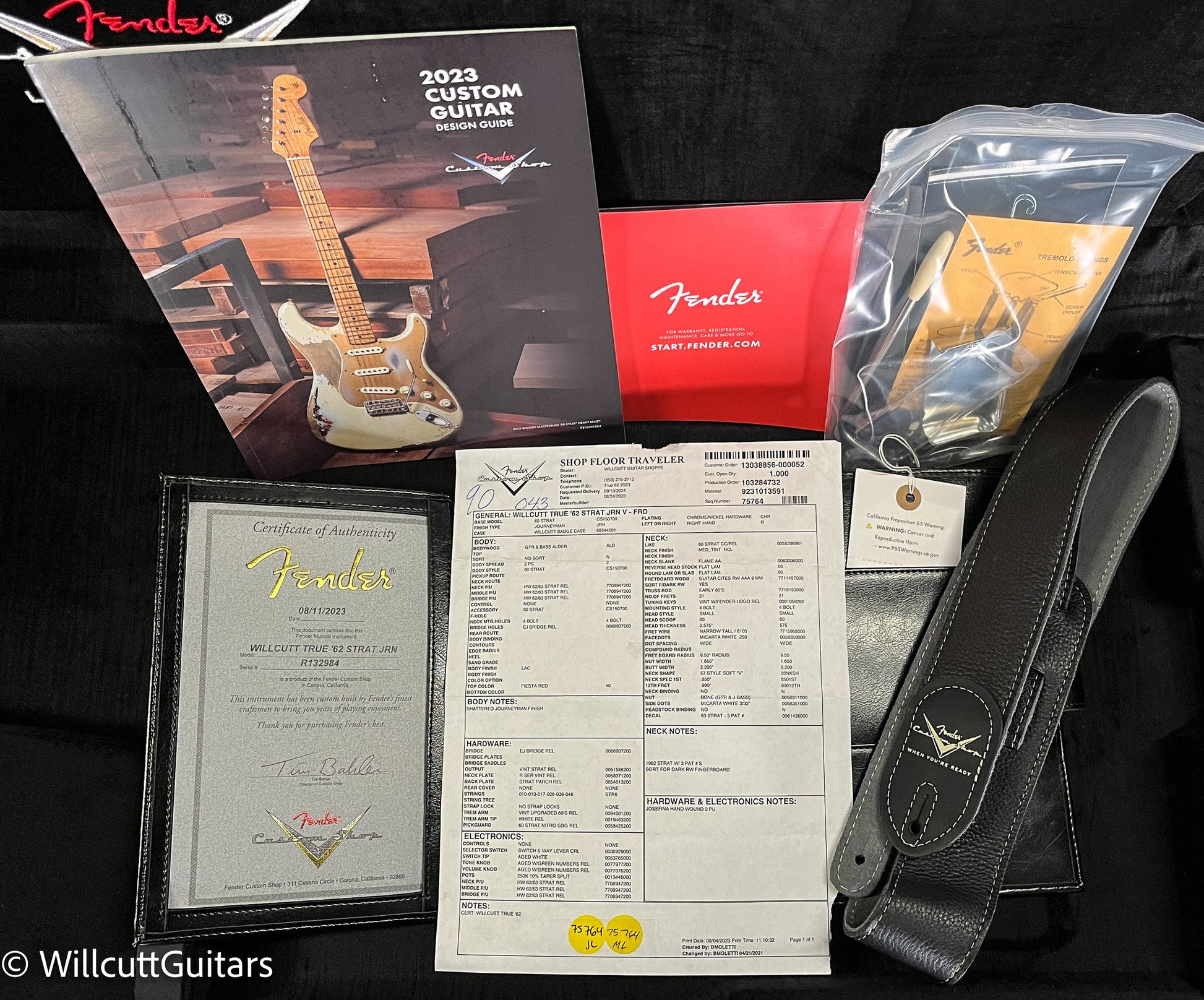 Fender Custom Shop Willcutt True '62 Stratocaster Journeyman Relic Fiesta Red Josephina Handwound 57 Soft V (984)