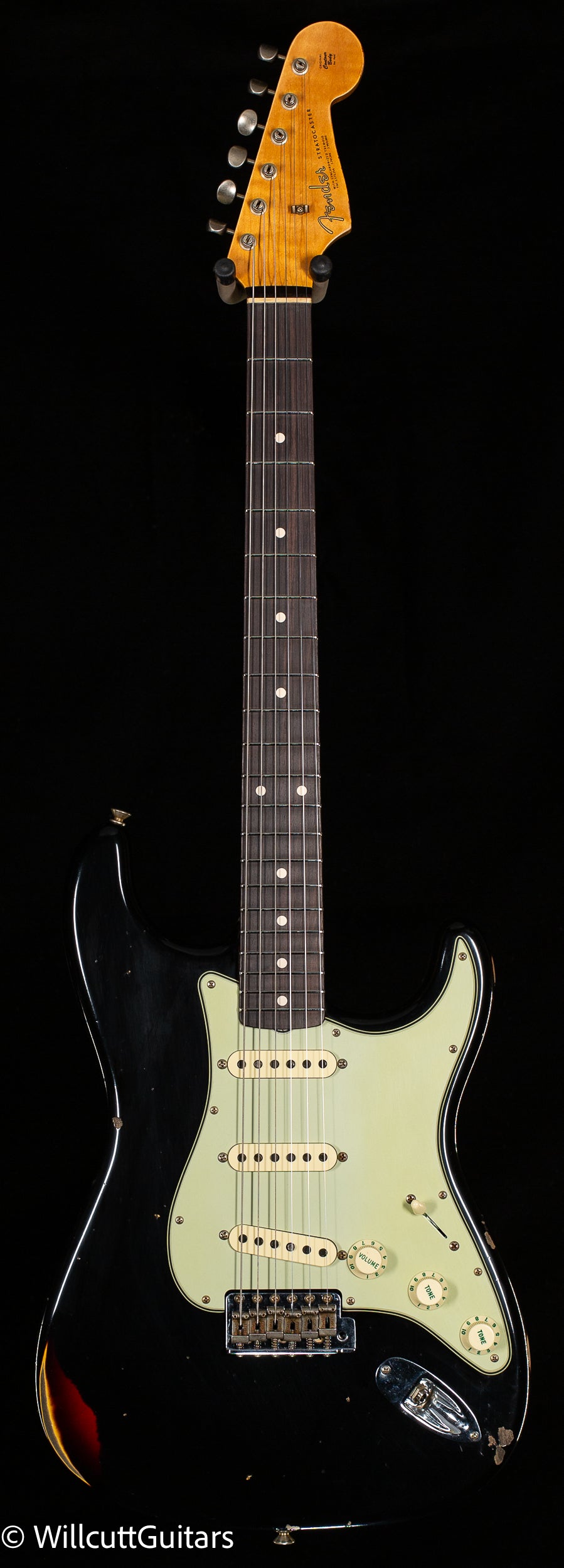 Fender Custom Shop Willcutt True '62 Stratocaster Journeyman Relic Black over 3TS '59 C (396)
