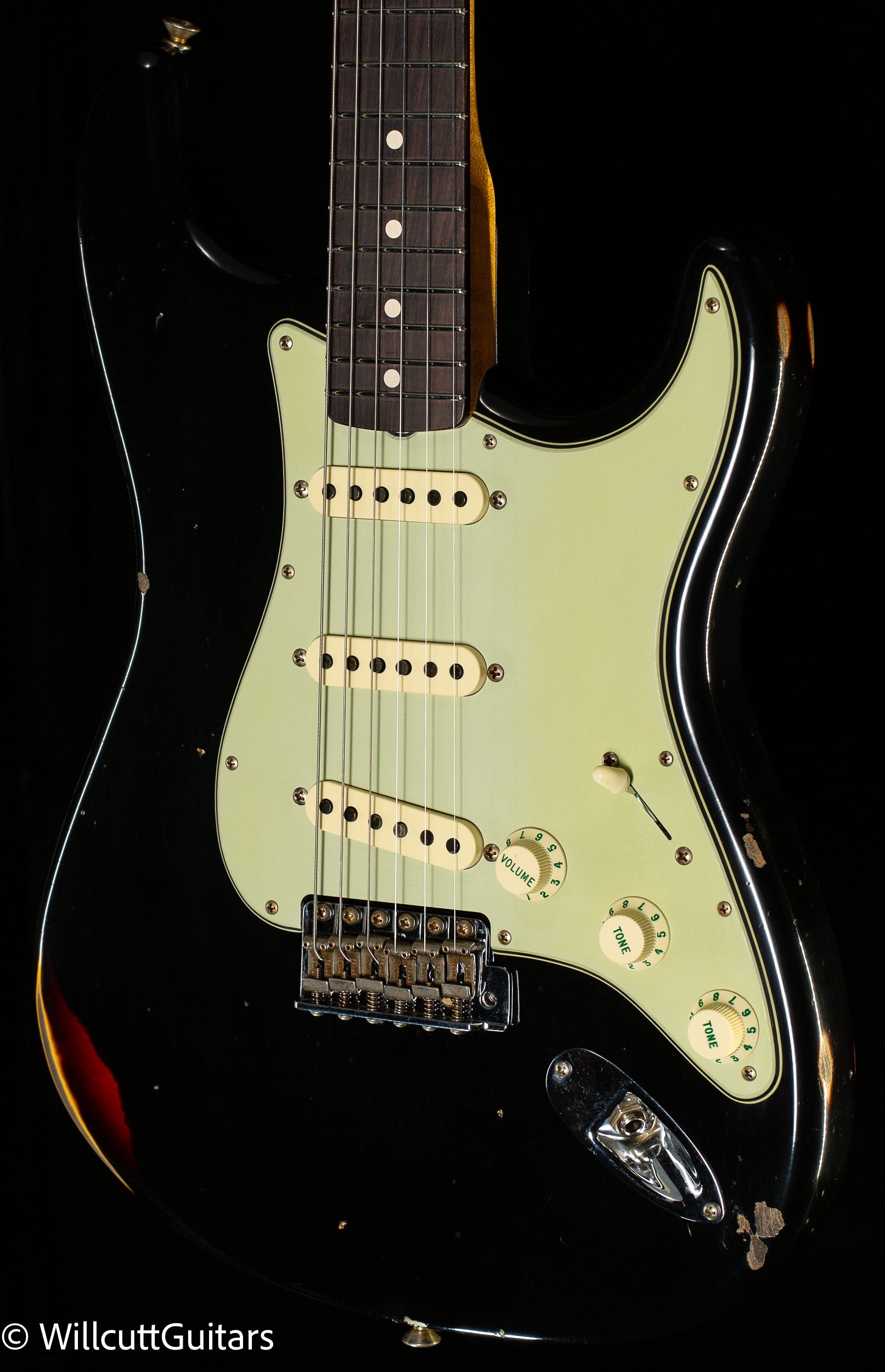 Fender Custom Shop Willcutt True '62 Stratocaster Journeyman Relic Black over 3TS '59 C (396)