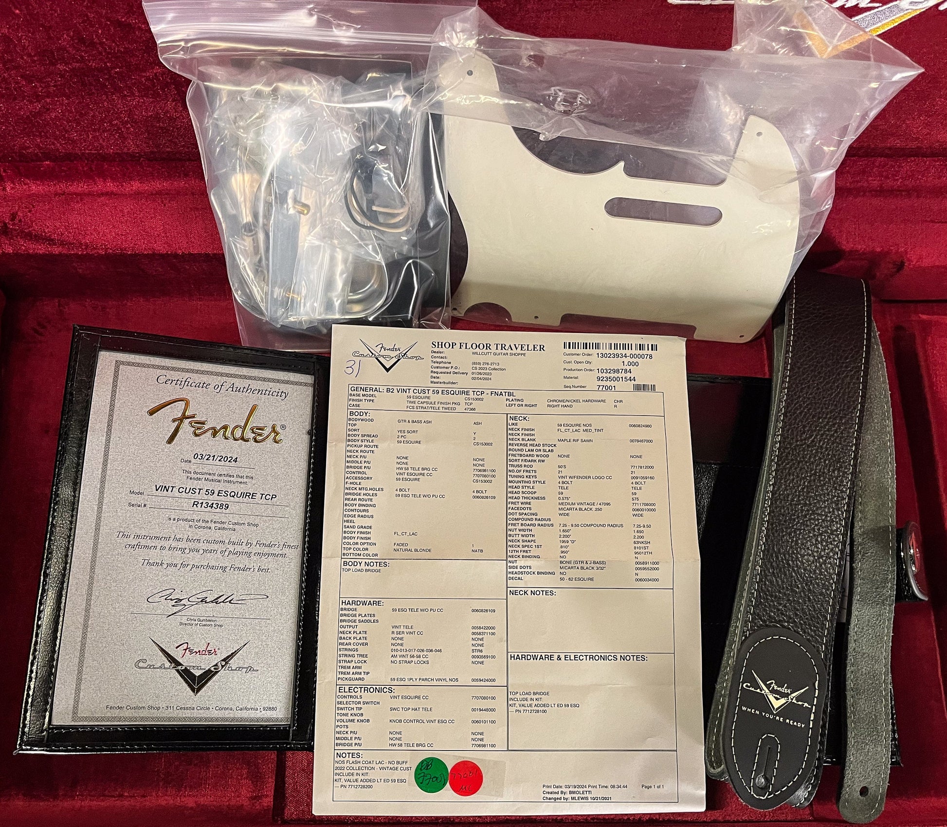Fender Custom Shop Vintage Custom '59 Esquire Time Capsule Package Faded Natural Blonde (389)