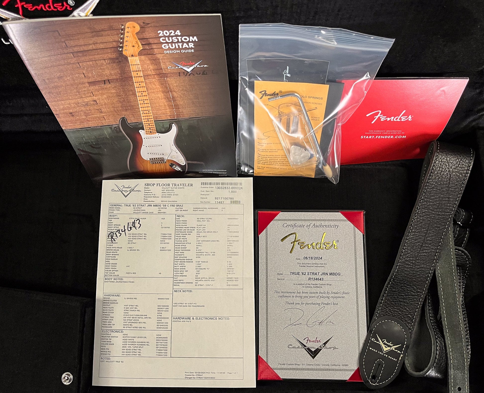 Fender Custom Shop True '62 Strat Journeyman Relic Masterbuilt Dennis Galuszka Fiesta Red Brazilian '59 C (643)