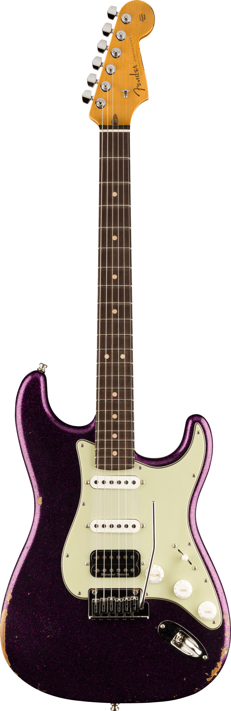 Fender Custom Deluxe HB S-1 Strat Relic with Closet Classic Hardware, 3A Rosewood Fingerboard, Magenta Sparkle