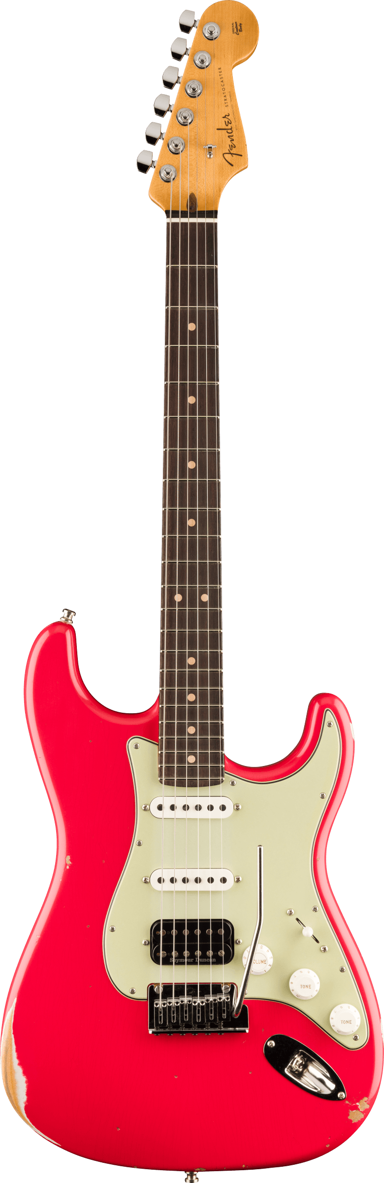 Fender Custom Deluxe HB S-1 Strat Relic with Closet Classic Hardware, 3A Rosewood Fingerboard, Aged Fiesta Red
