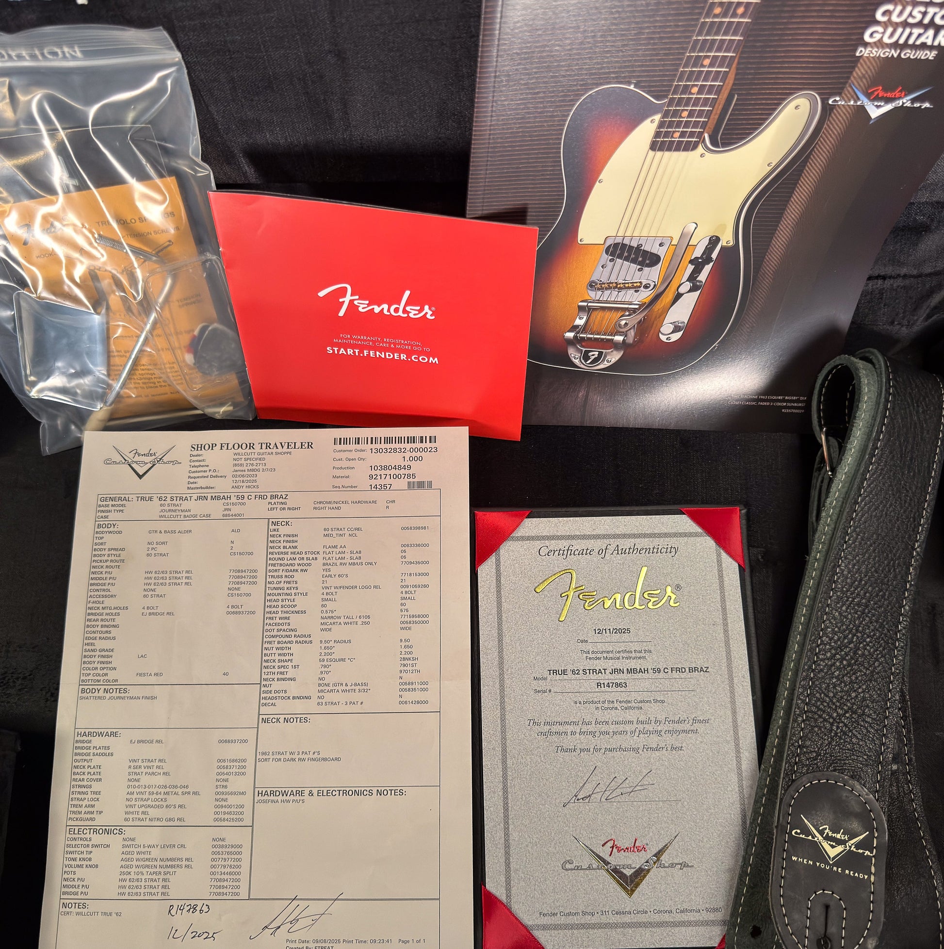 Fender Custom Shop True '62 Strat Journeyman Relic Masterbuilt Andy Hicks Fiesta Red Brazilian '59 C (863)