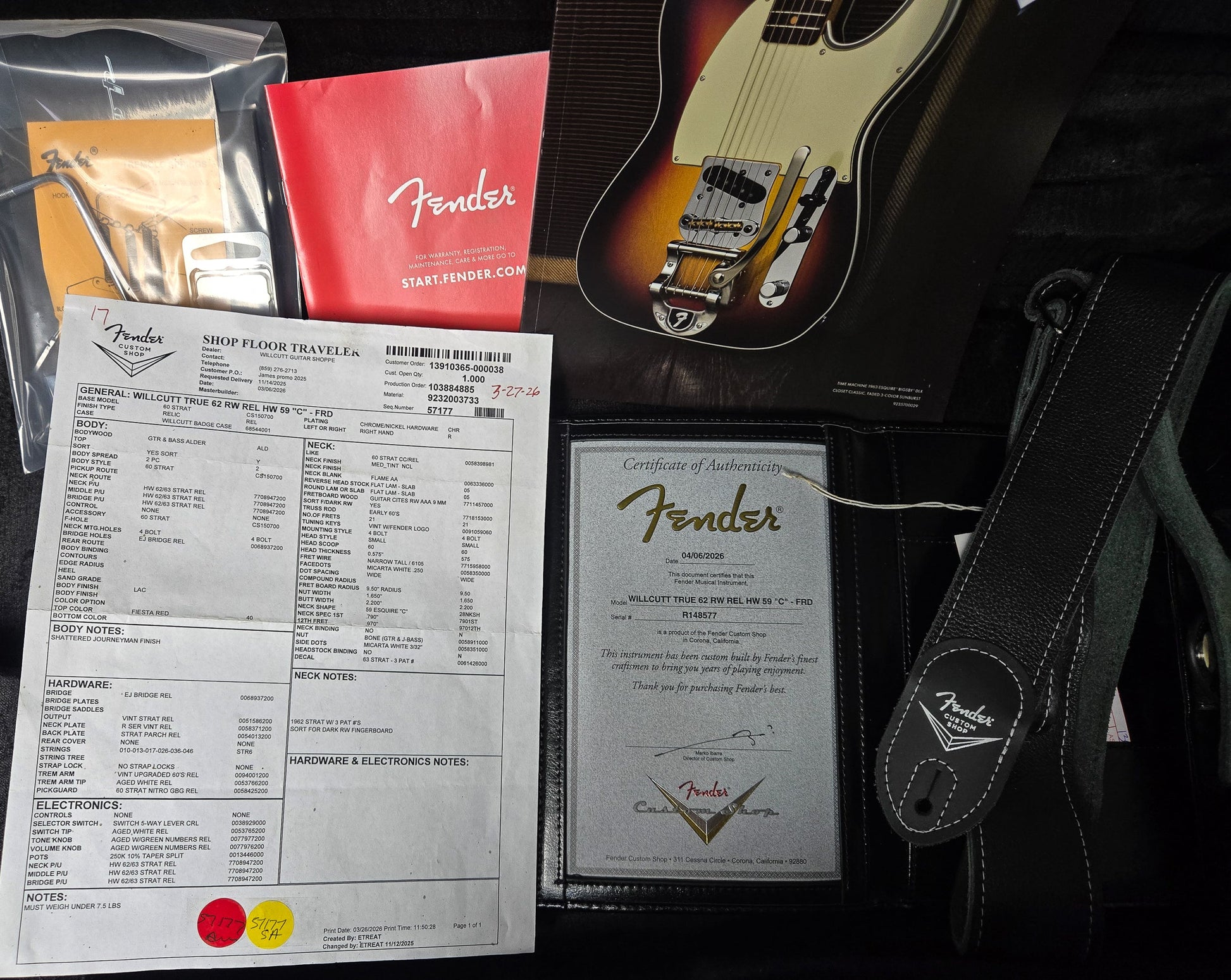 Fender Custom Shop Willcutt True '62 Stratocaster Relic Fiesta Red 59 C (577)