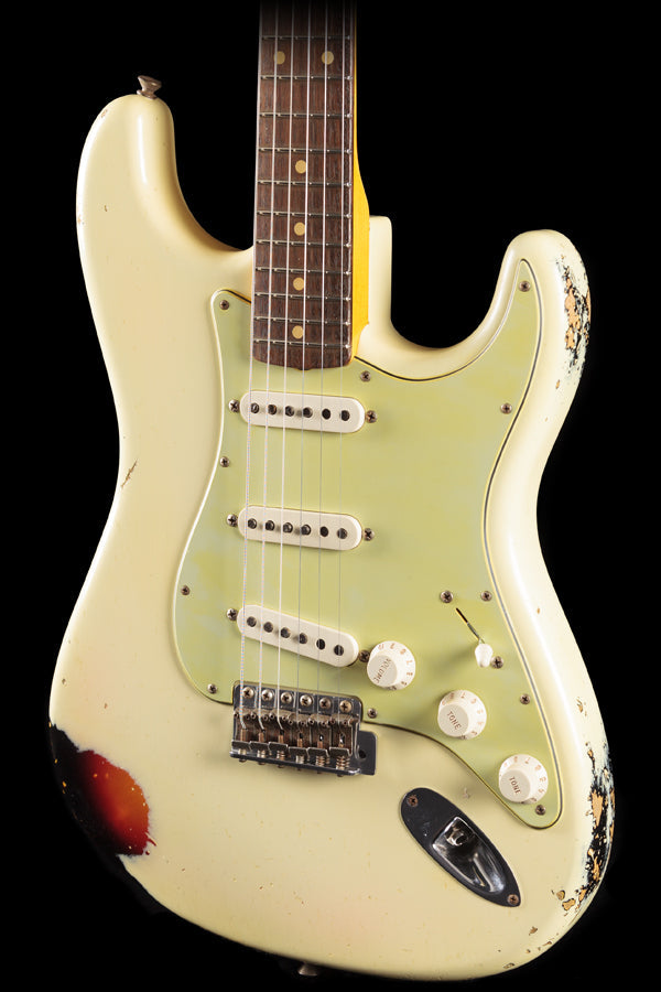 Fender Custom Shop 1960 Stratocaster® Heavy Relic Vintage White over 3-Tone Sunburst (606)