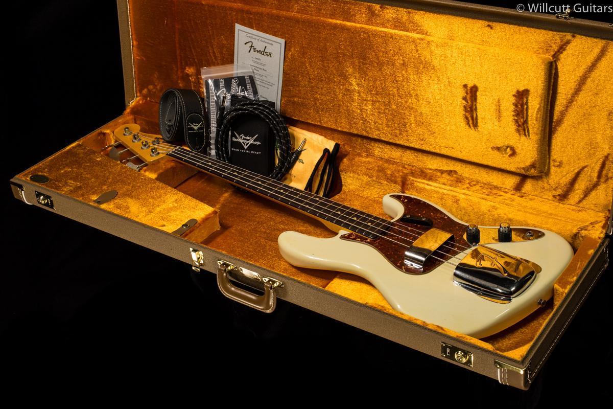 Fender Custom Shop 1960 Journeyman Jazz Bass Aged Olympic White Bass Guitar
