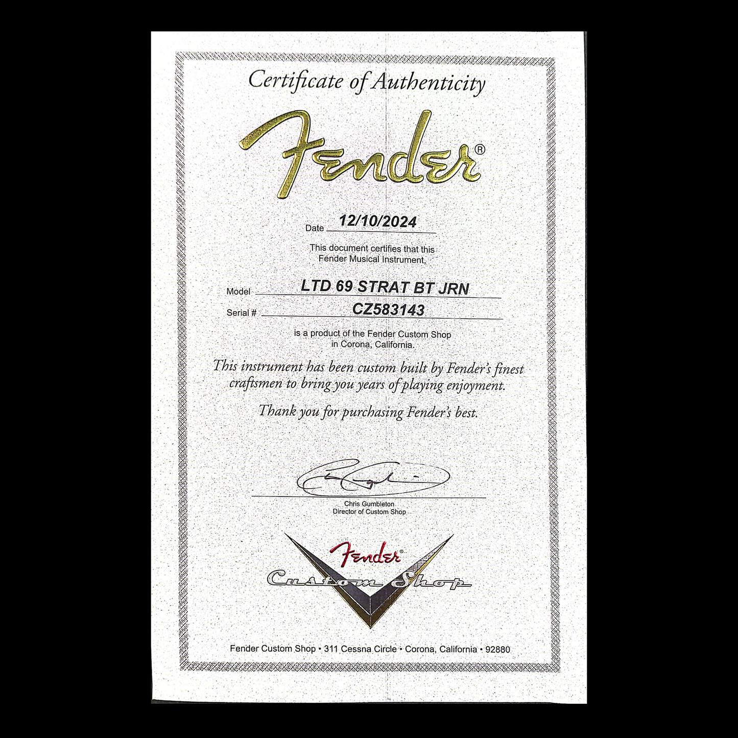 Fender Custom Shop 1969 RI Stratocaster Journeyman Relic - Charcoal Frost Metallic