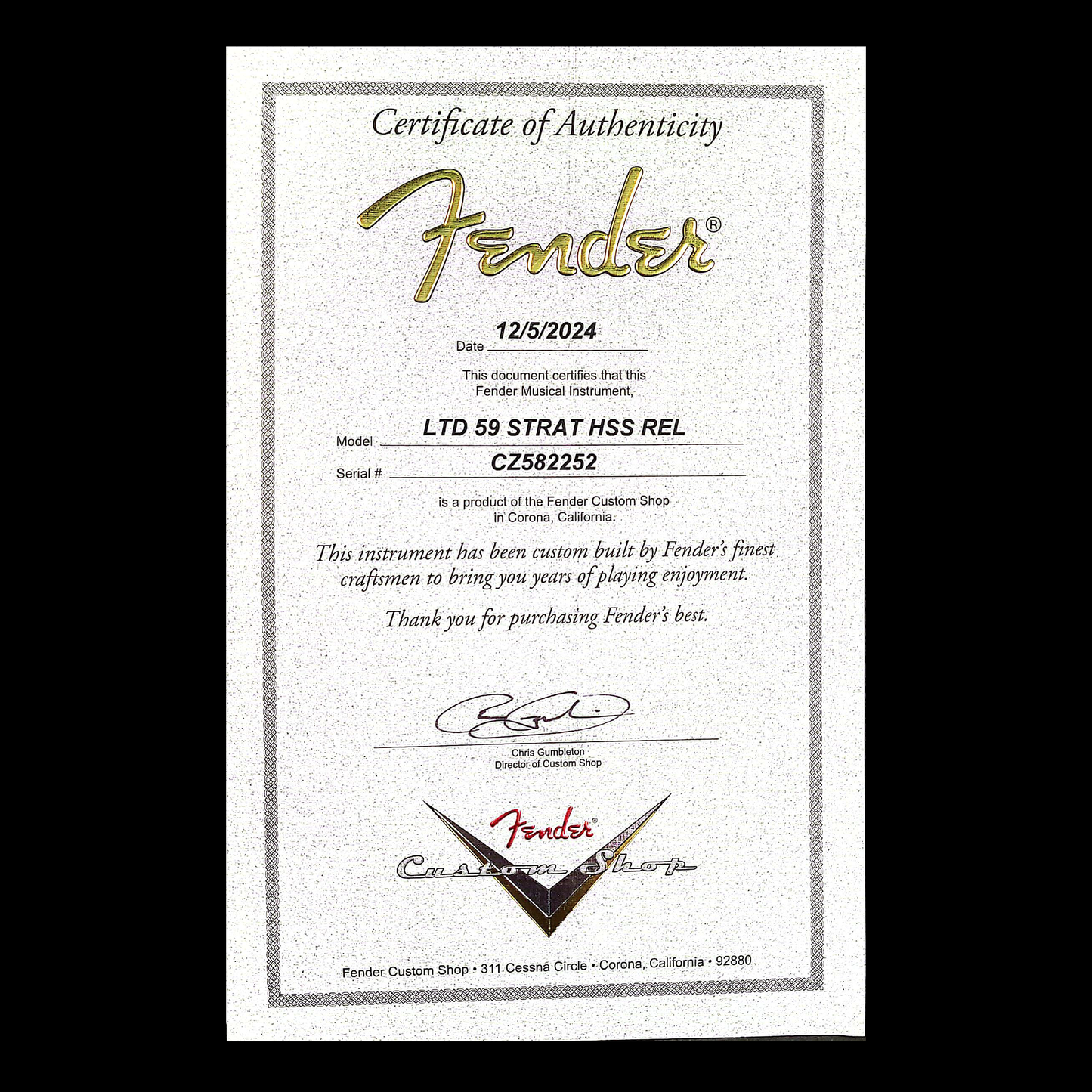 Fender Custom Shop 1959 Stratocaster RI Limited Edition HSS Relic - Daphne Blue Metallic