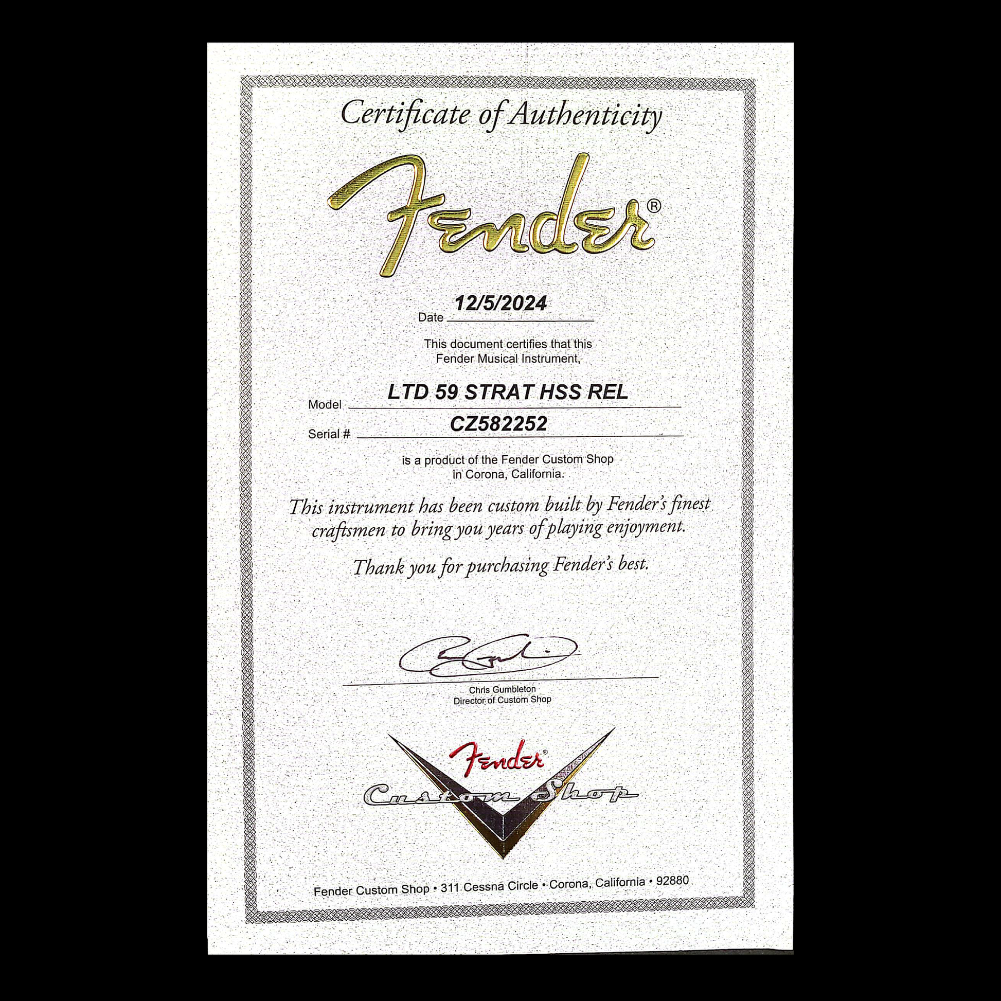 Fender Custom Shop 1959 Stratocaster RI Limited Edition HSS Relic - Daphne Blue Metallic