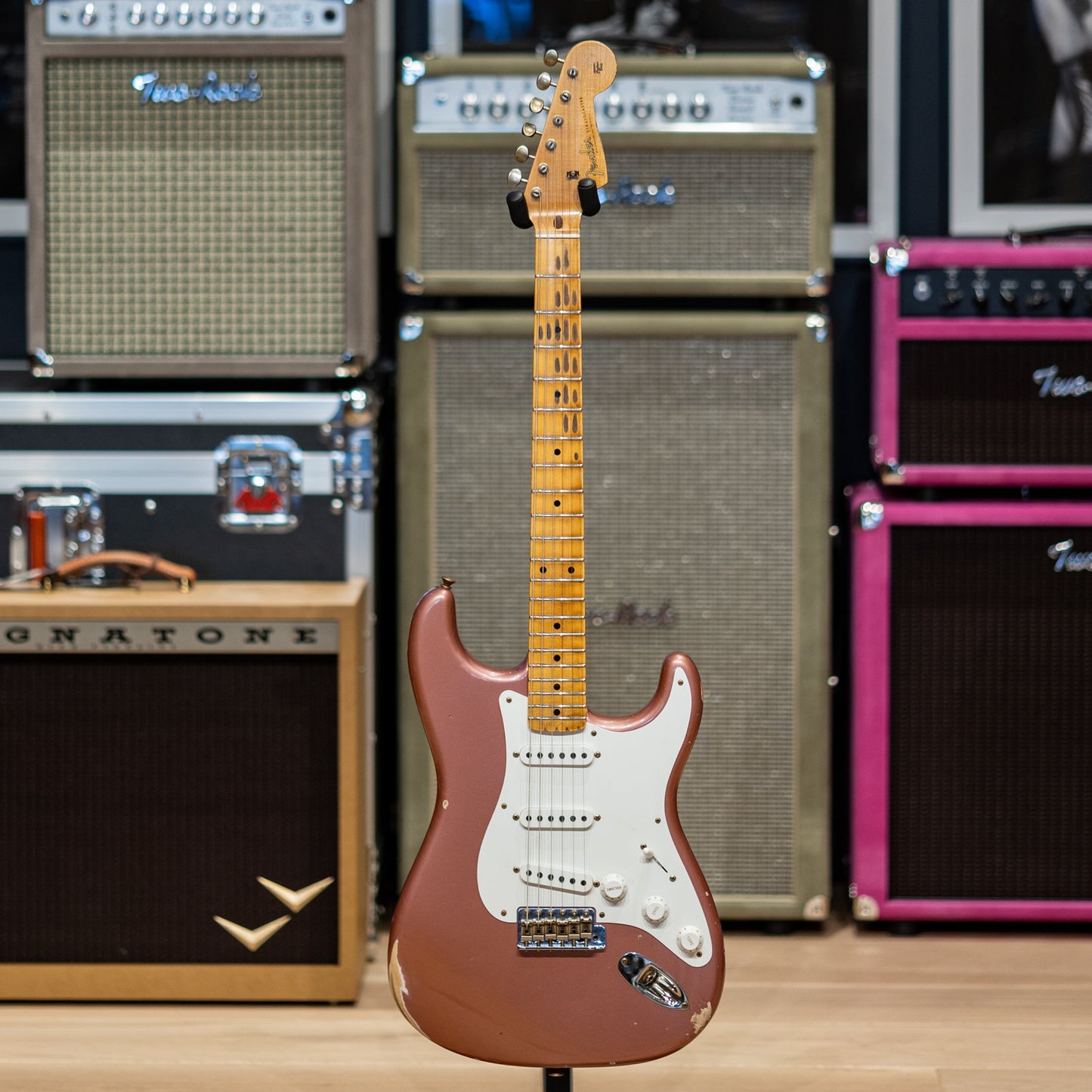 Fender Custom Shop Special Edition 1958 Compound Radius Stratocaster Relic - Aged Burgundy Mist Metallic