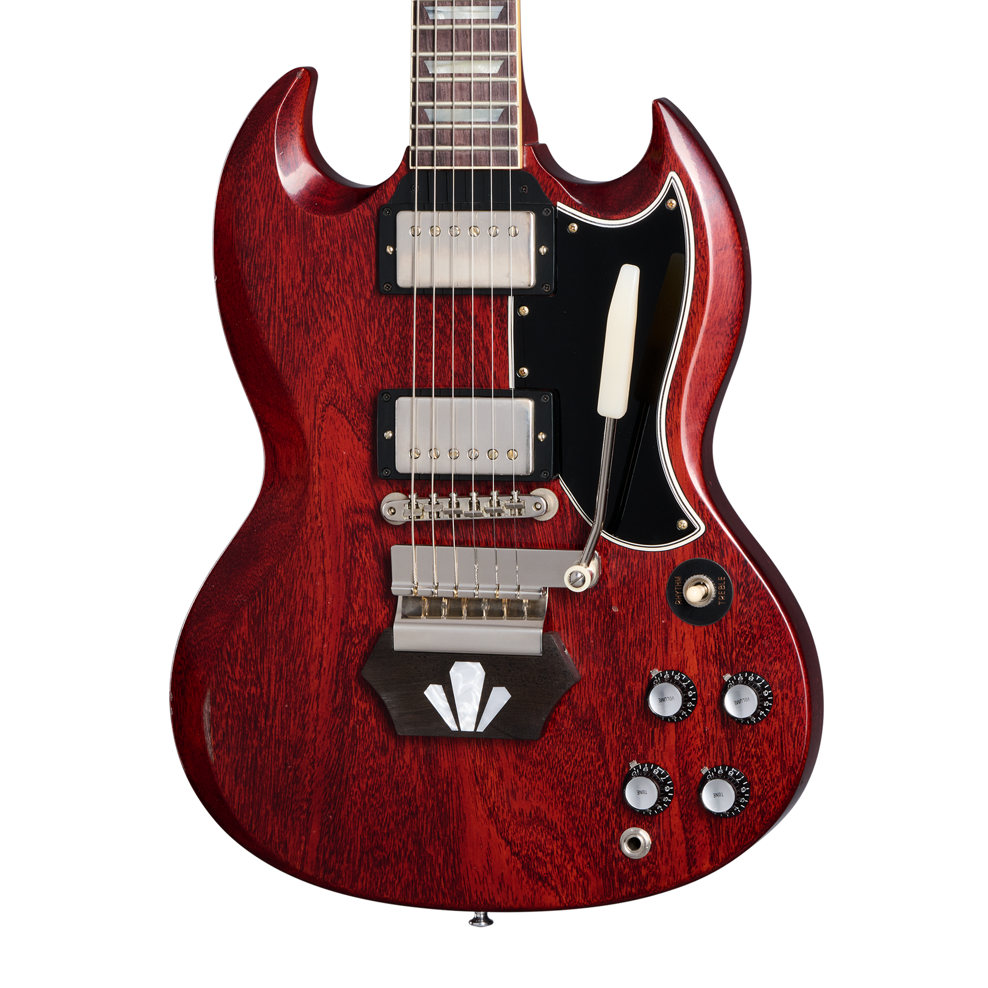 Gibson Custom 1962 Les Paul SG Standard with Ebony Block, Light Aged, Cherry, Exclusive