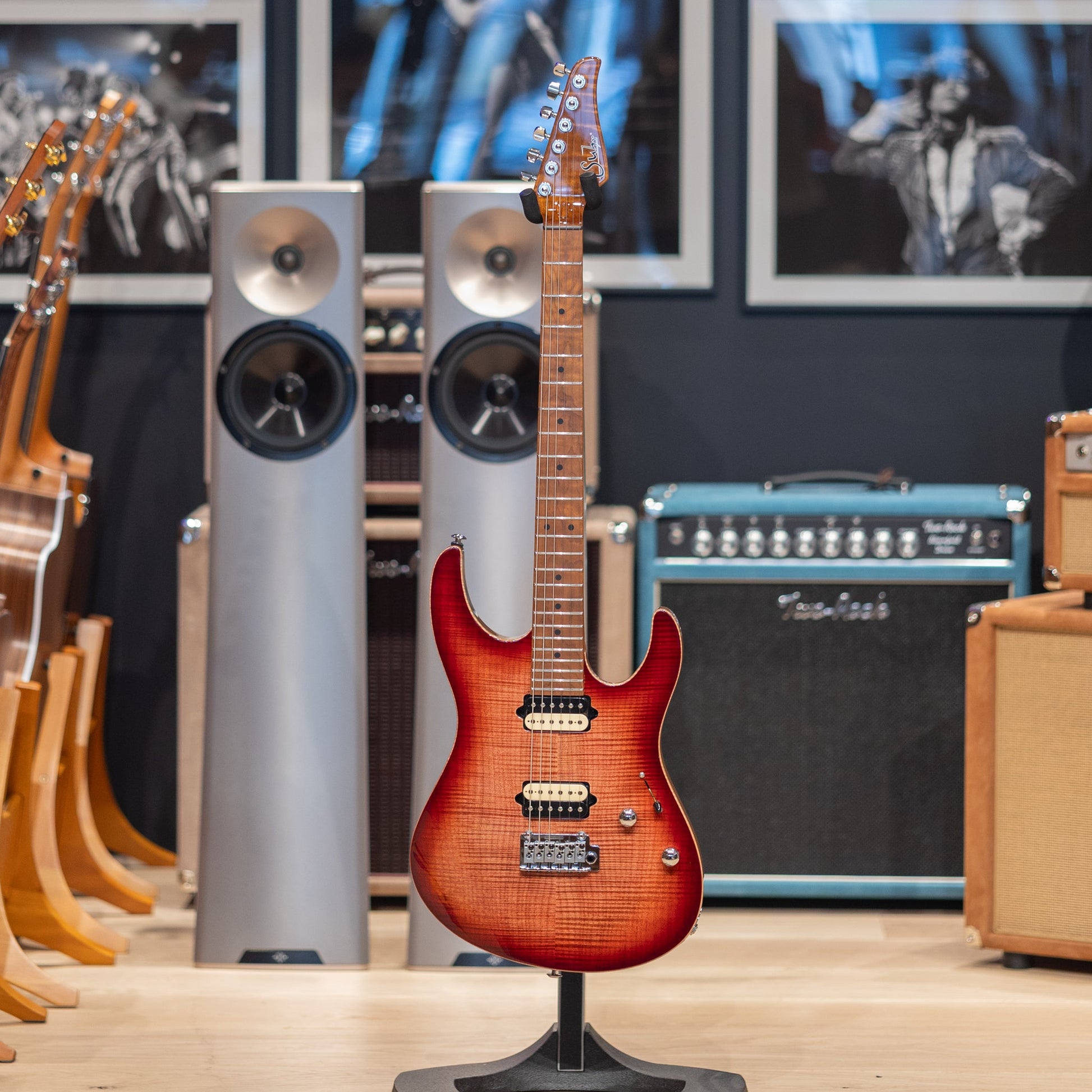 Suhr Custom Modern - Faded Trans Red Wine Burst