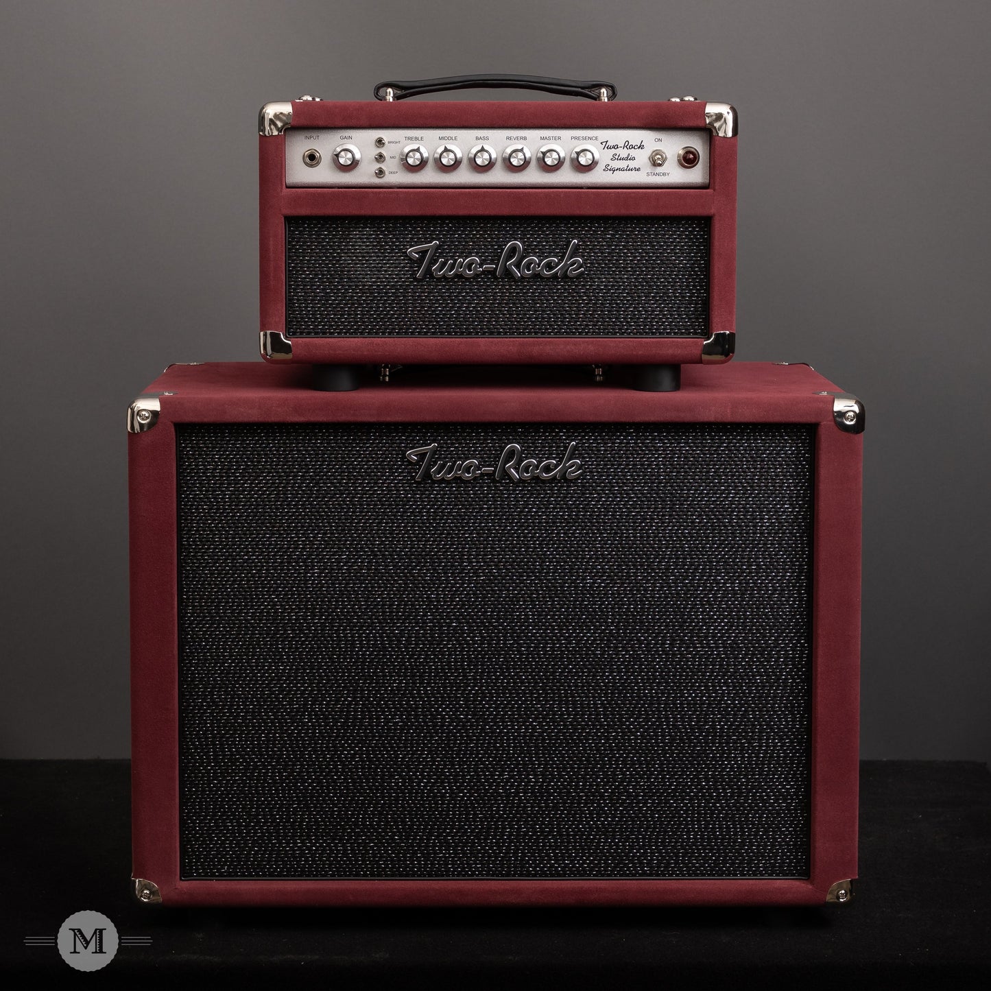 Two-Rock Amplifiers - Studio Signature Head (Silver Chassis) and Matching 1x12" Open-Back Cabinet - Burgundy Suede w/Sparkle Matrix Cloth Cloth