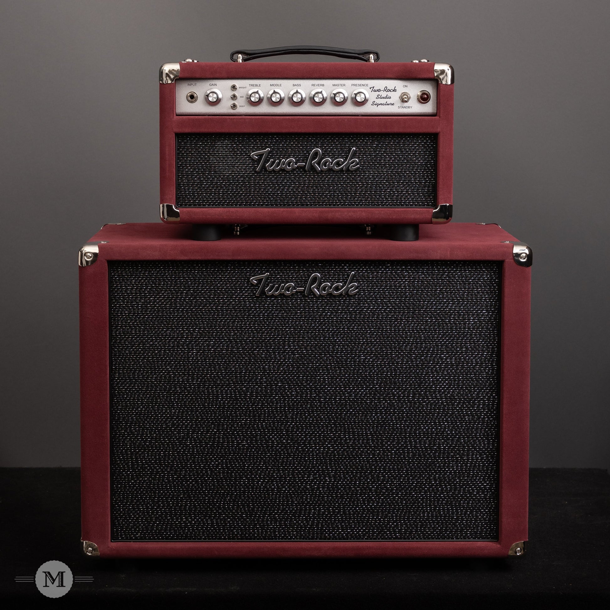 Two-Rock Amplifiers - Studio Signature Head (Silver Chassis) and Matching 1x12" Open-Back Cabinet - Burgundy Suede w/Sparkle Matrix Cloth Cloth