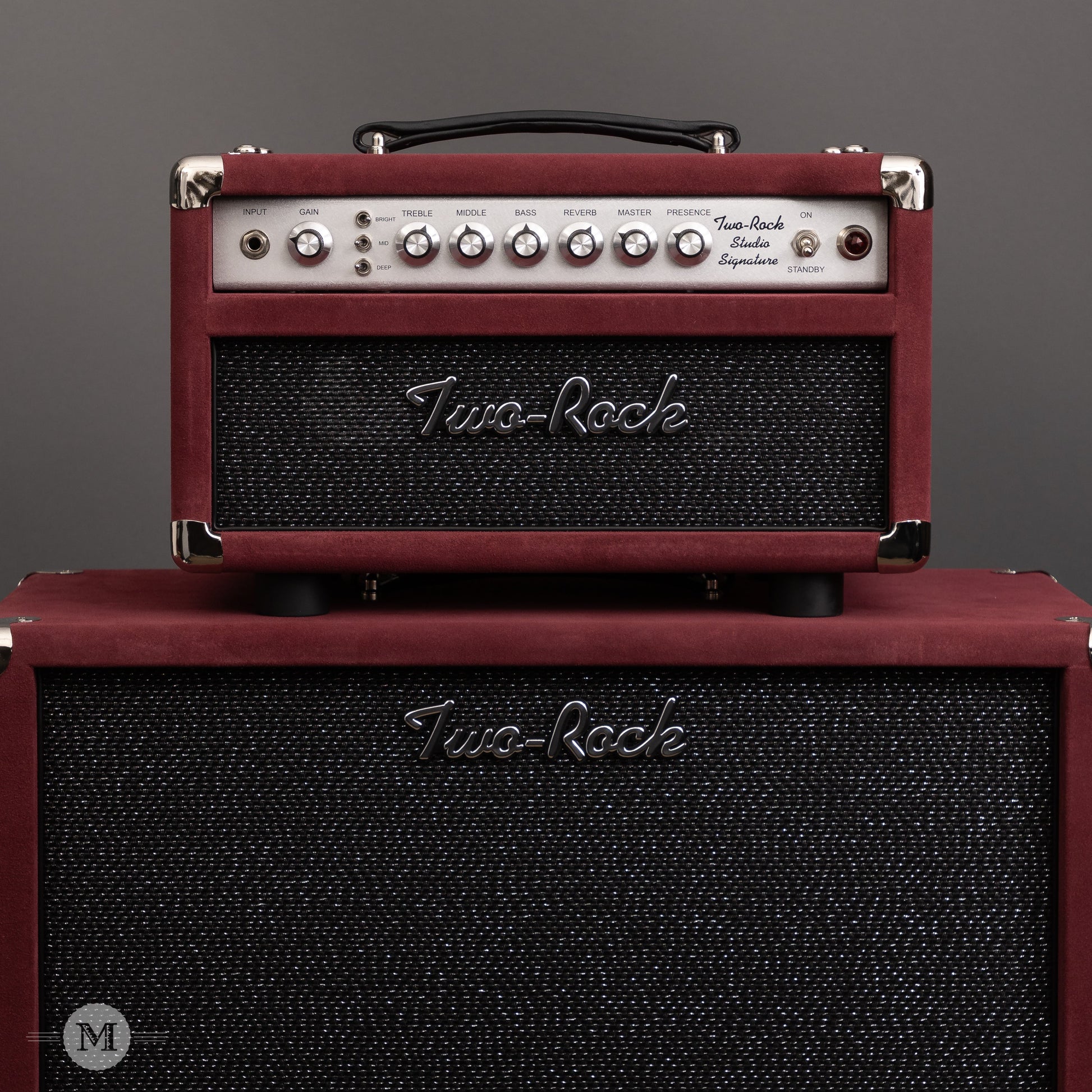 Two-Rock Amplifiers - Studio Signature Head (Silver Chassis) and Matching 1x12" Open-Back Cabinet - Burgundy Suede w/Sparkle Matrix Cloth Cloth