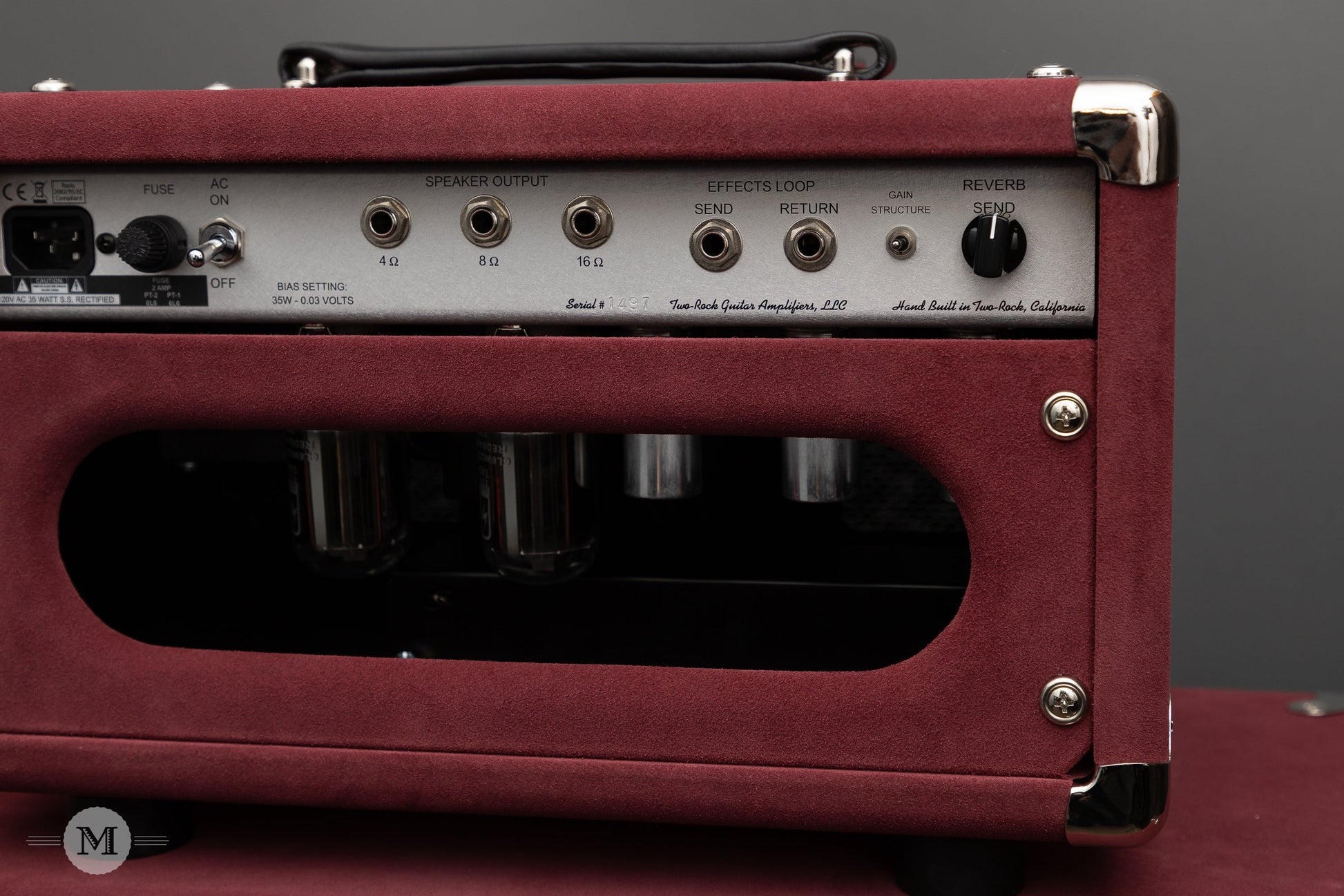 Two-Rock Amplifiers - Studio Signature Head (Silver Chassis) and Matching 1x12" Open-Back Cabinet - Burgundy Suede w/Sparkle Matrix Cloth Cloth