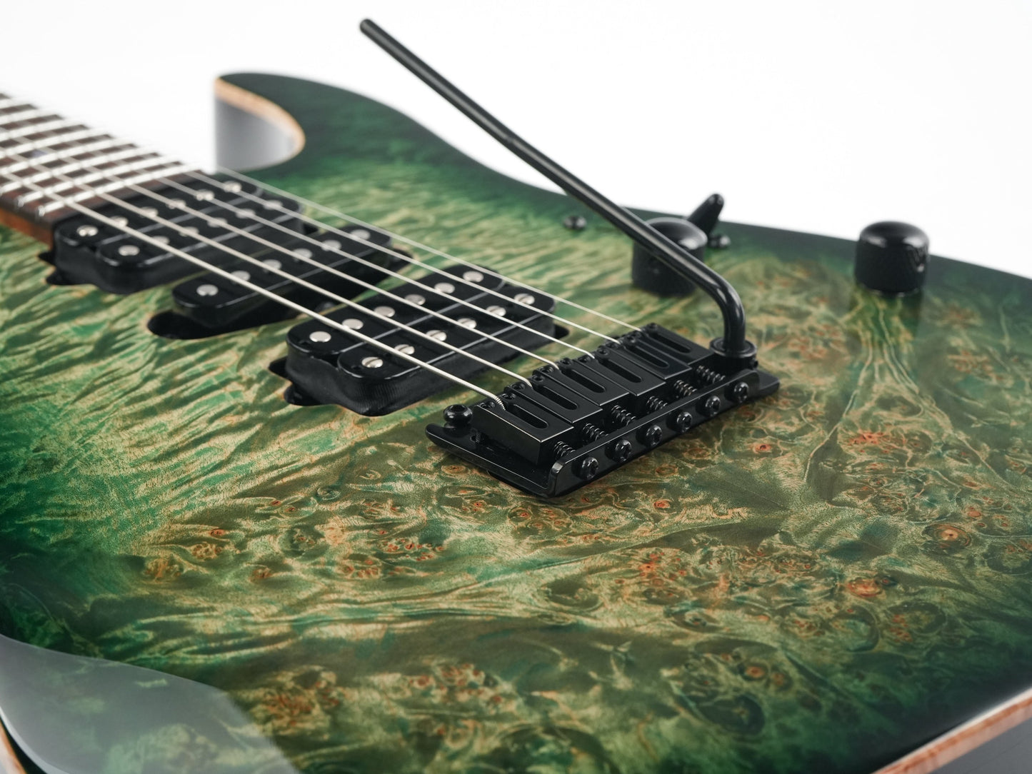 Suhr Modern Custum Waterfall Burl Maple Faded Trans Green Burst