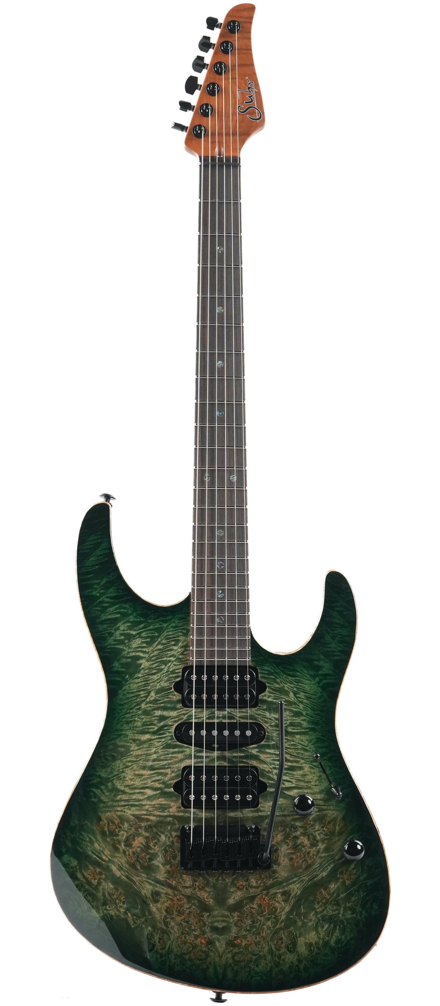 Suhr Modern Custum Waterfall Burl Maple Faded Trans Green Burst
