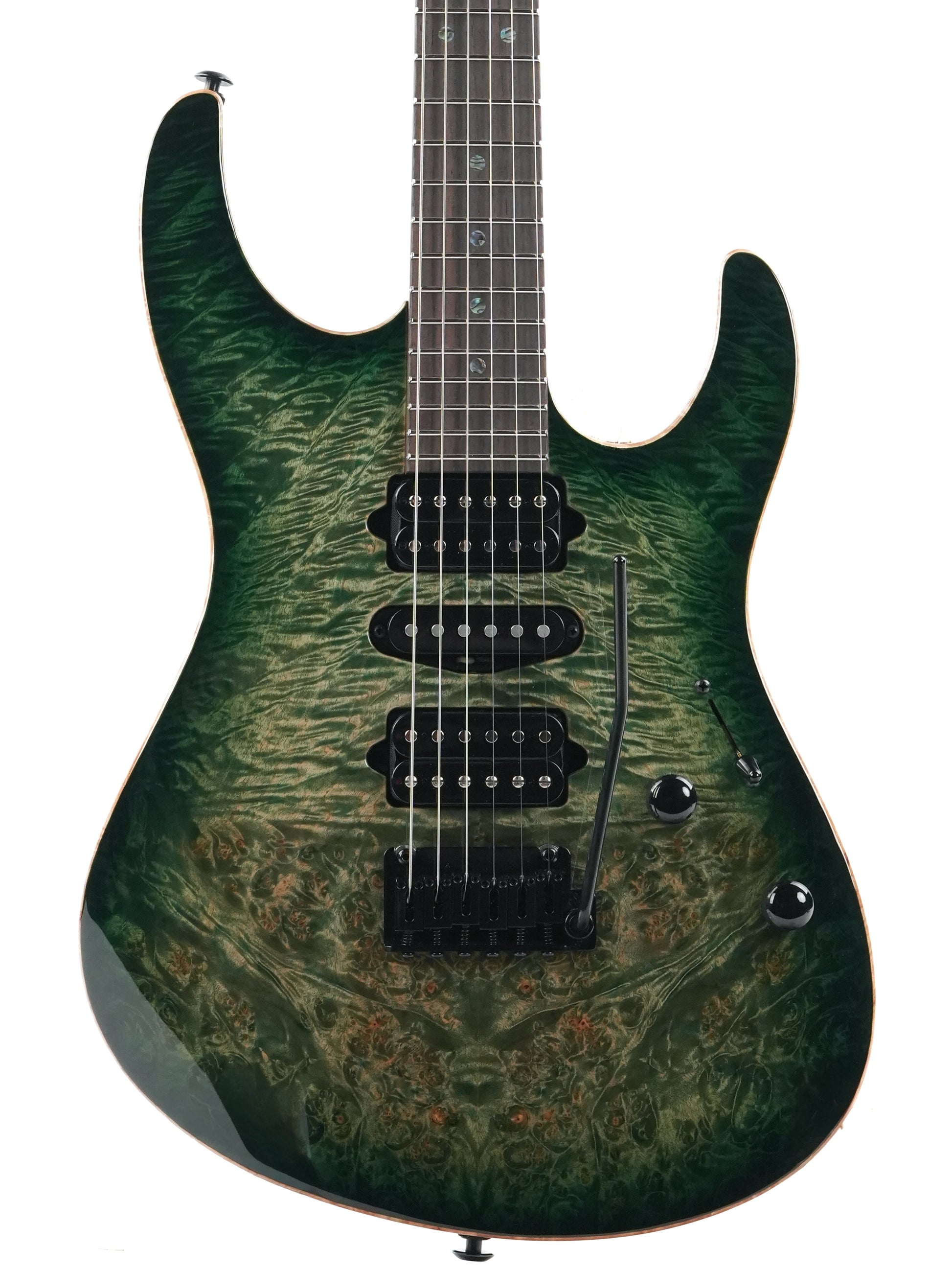 Suhr Modern Custum Waterfall Burl Maple Faded Trans Green Burst