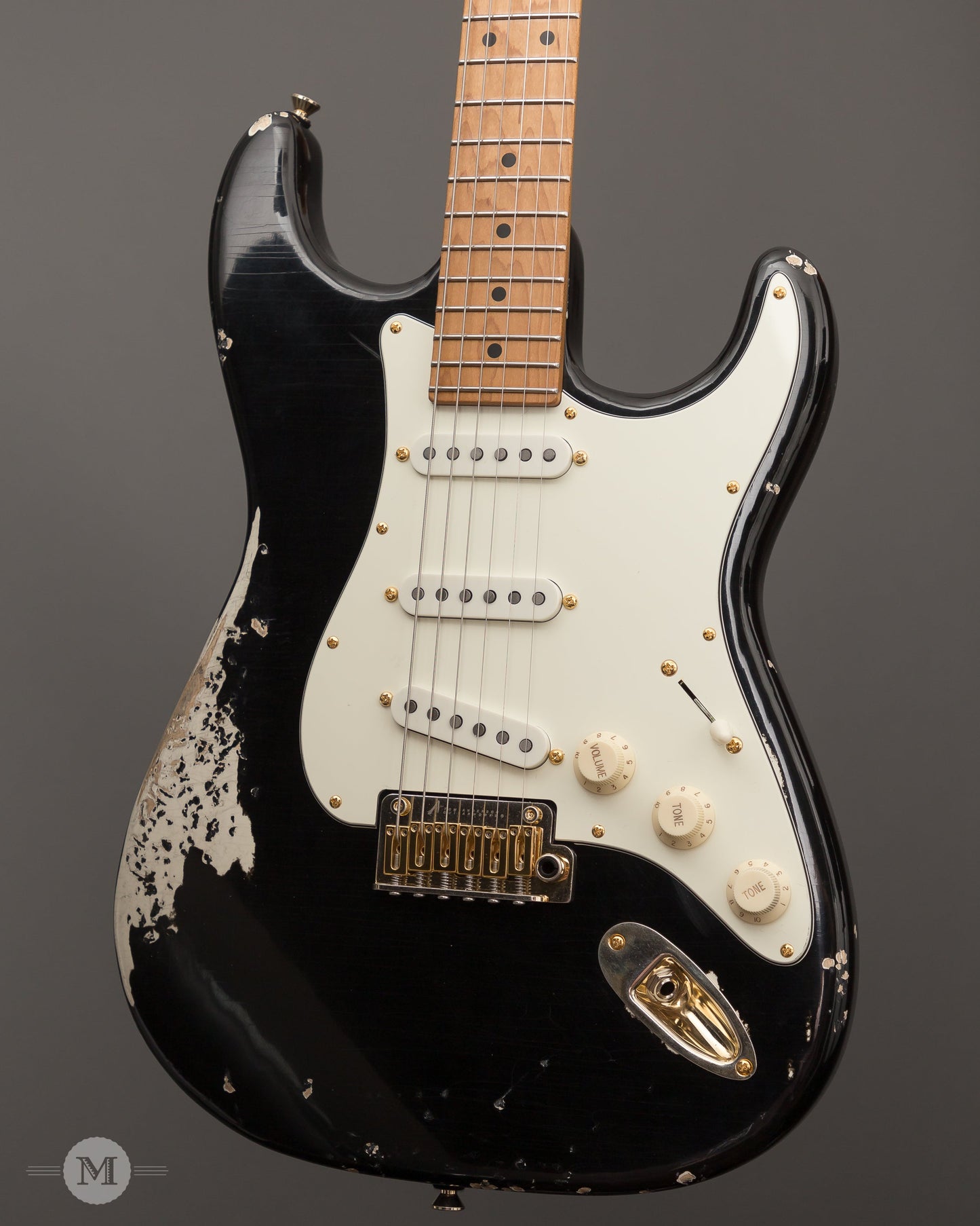 Tom Anderson Guitars - Icon Classic -  Black over Olympic White - In-Distress Lv3