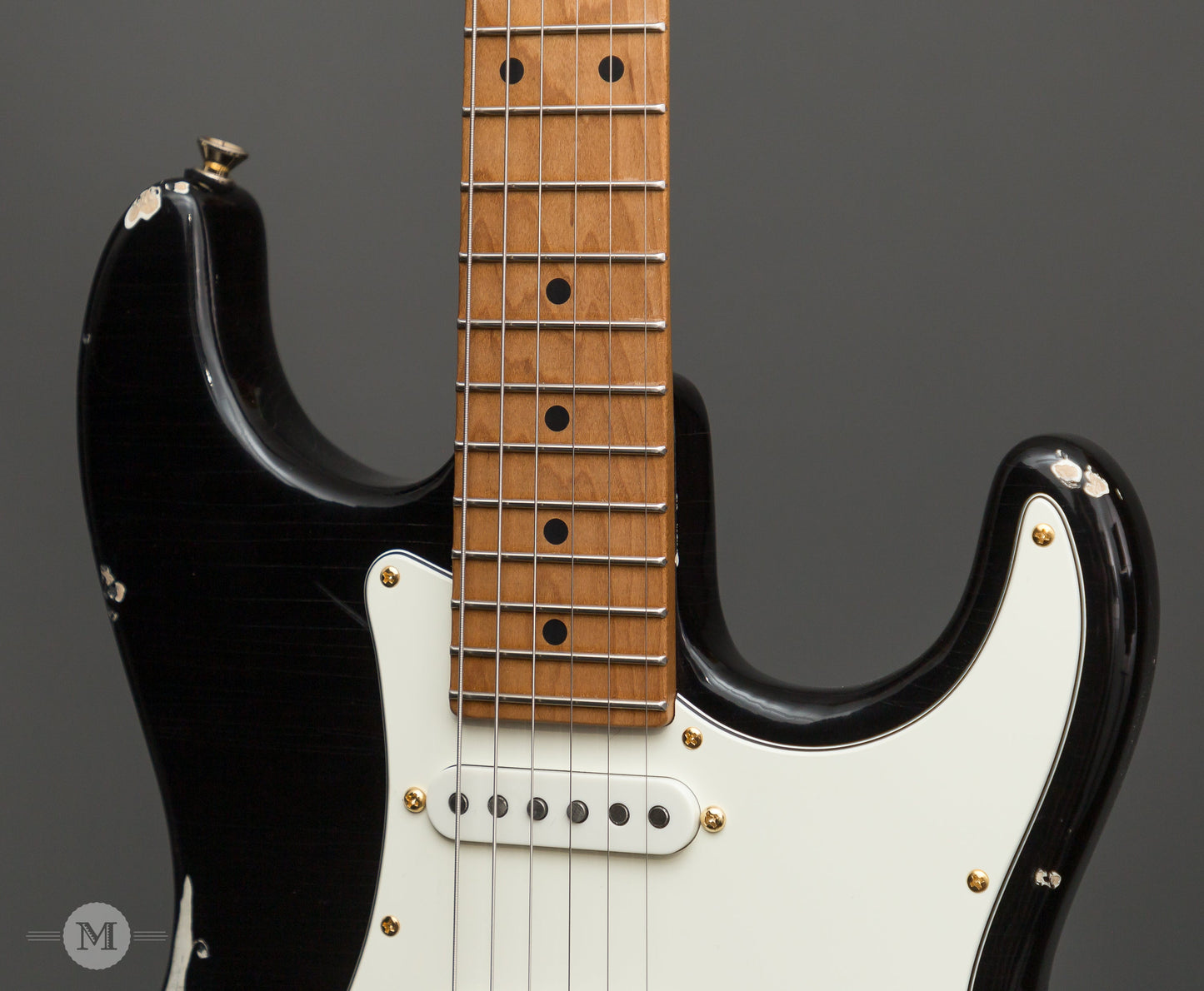 Tom Anderson Guitars - Icon Classic -  Black over Olympic White - In-Distress Lv3