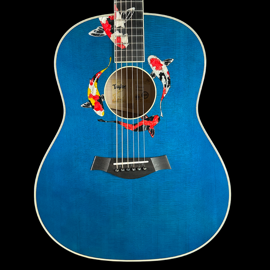 Taylor Custom Grand Pacific Aquamarine Koi Motif w/case w/matching Circa 74 amp