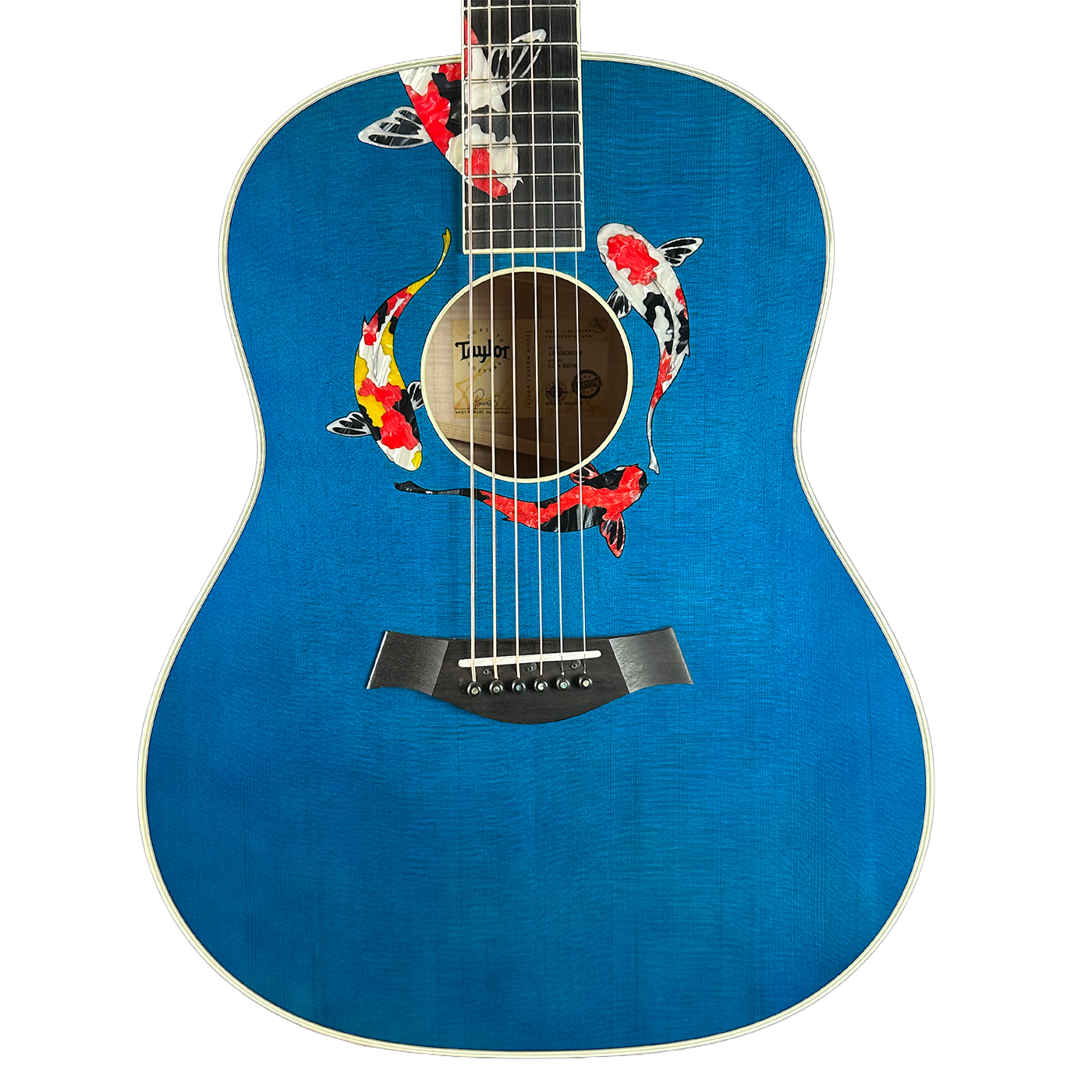 Taylor Custom Grand Pacific Aquamarine Koi Motif w/case w/matching Circa 74 amp