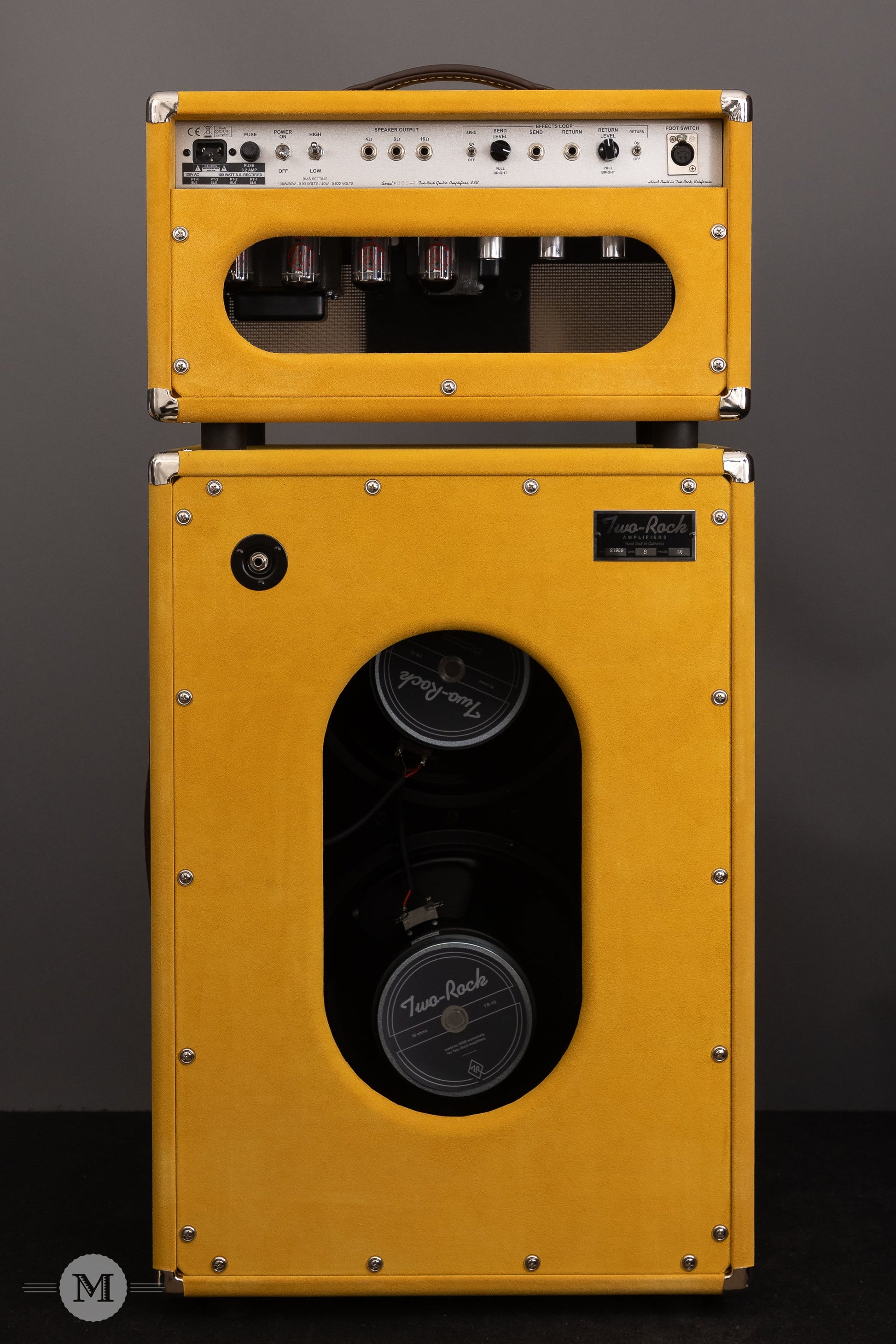 Two-Rock Amplifiers - TS1 100/50 Watt Head w/ Matching 2x12 Cab- Silver Anodize - Gold Suede - Cane Cloth
