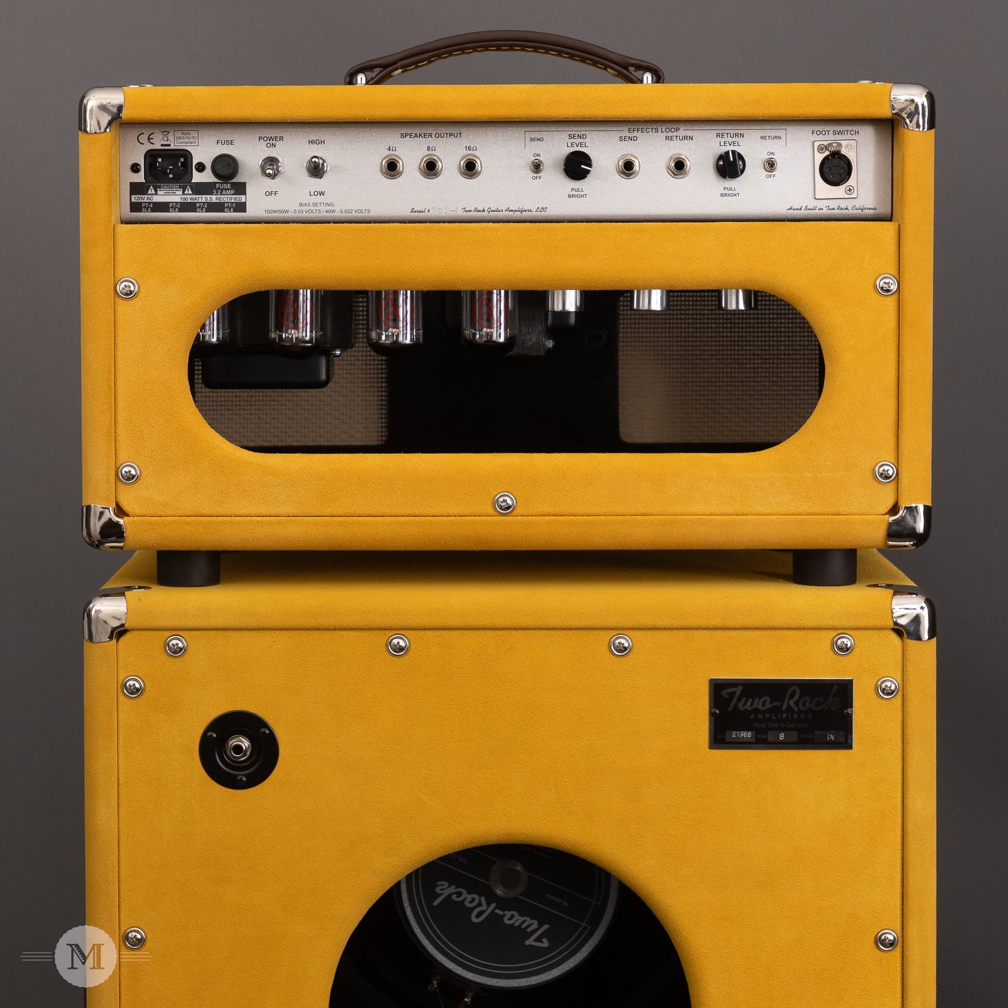 Two-Rock Amplifiers - TS1 100/50 Watt Head w/ Matching 2x12 Cab- Silver Anodize - Gold Suede - Cane Cloth
