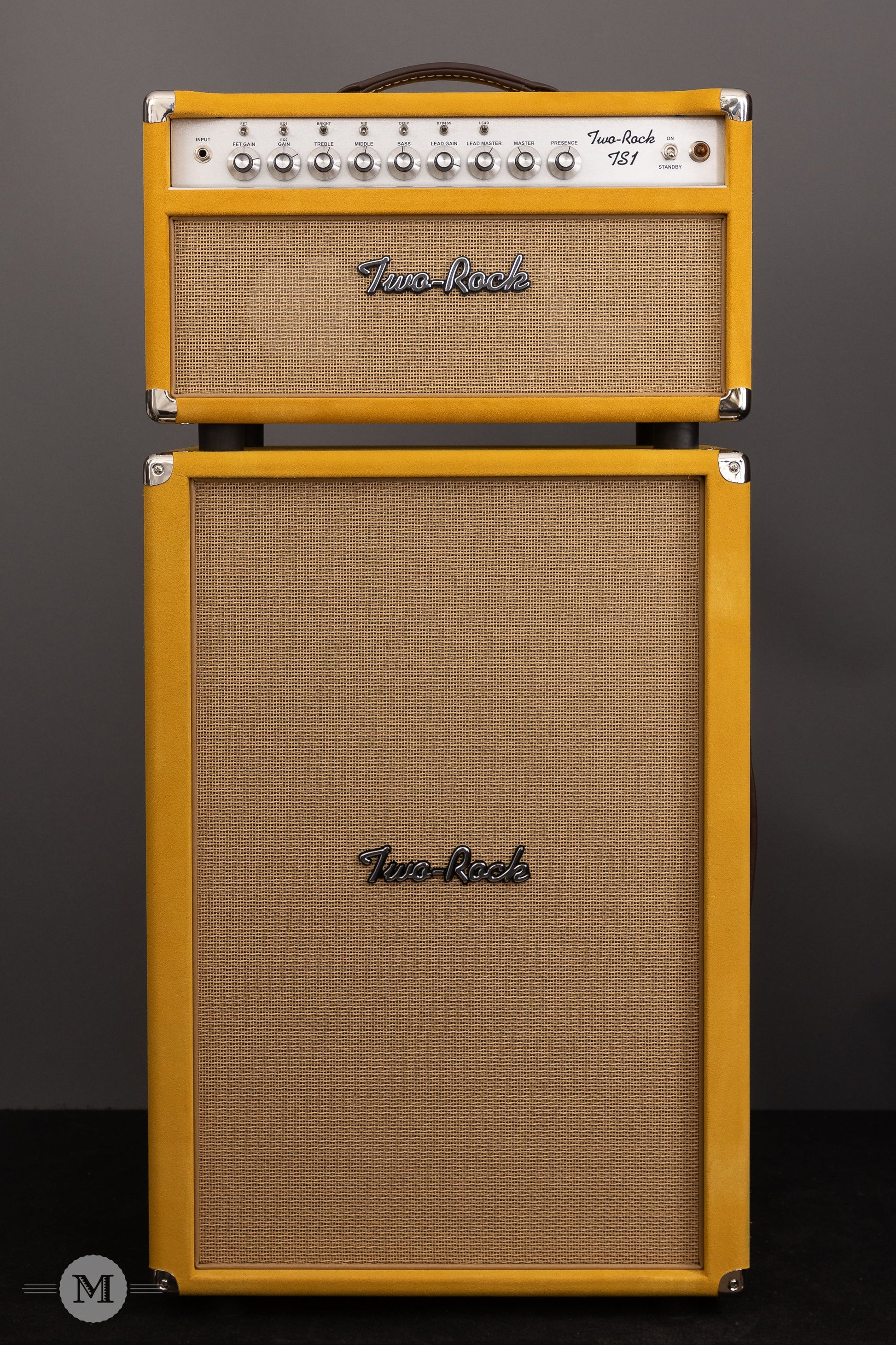 Two-Rock Amplifiers - TS1 100/50 Watt Head w/ Matching 2x12 Cab- Silver Anodize - Gold Suede - Cane Cloth