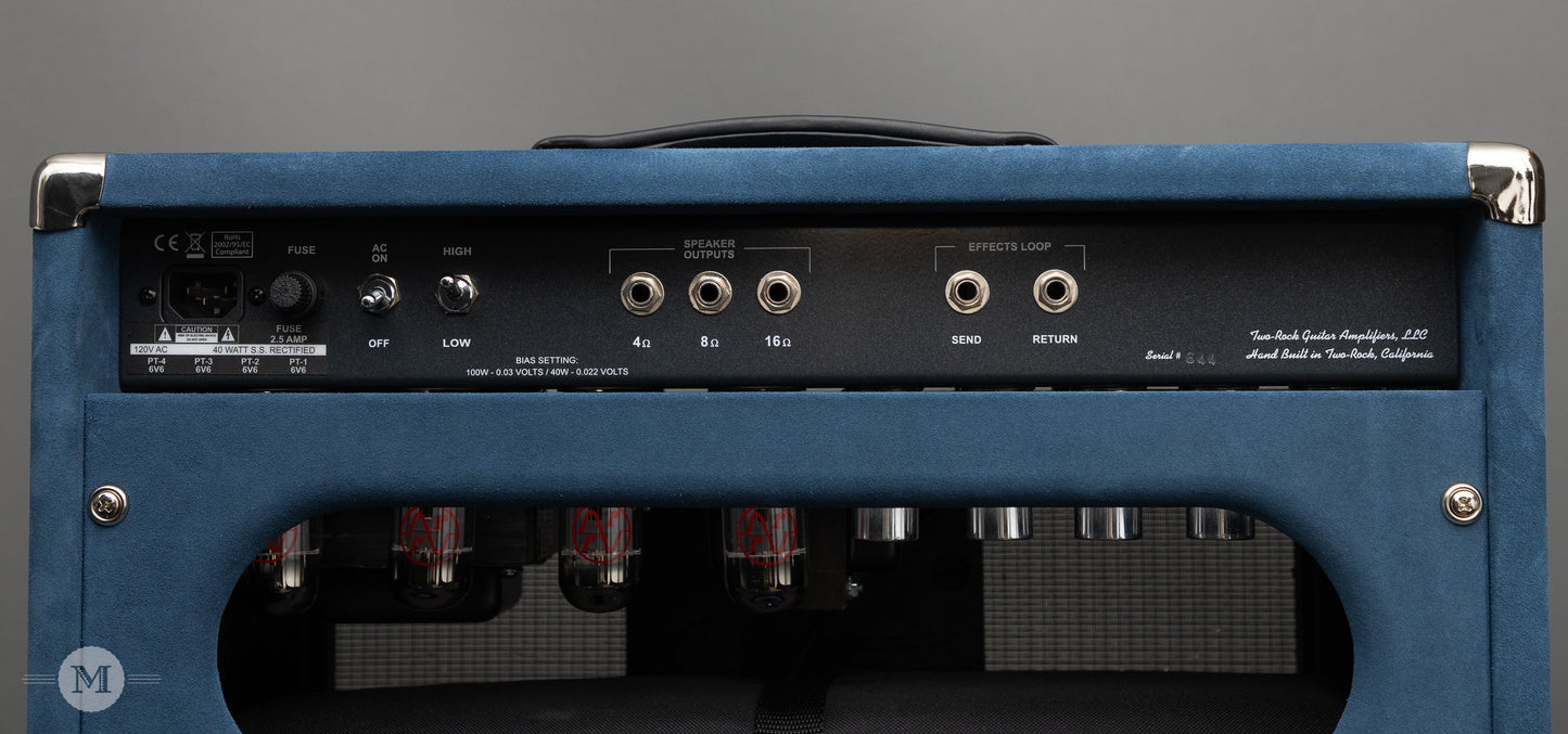 Two-Rock Amplifiers - Traditional Clean 40w Head w/ Matching 3x10 Cab - Black Chassis - Denim Suede w/ Vintage Silver Cloth
