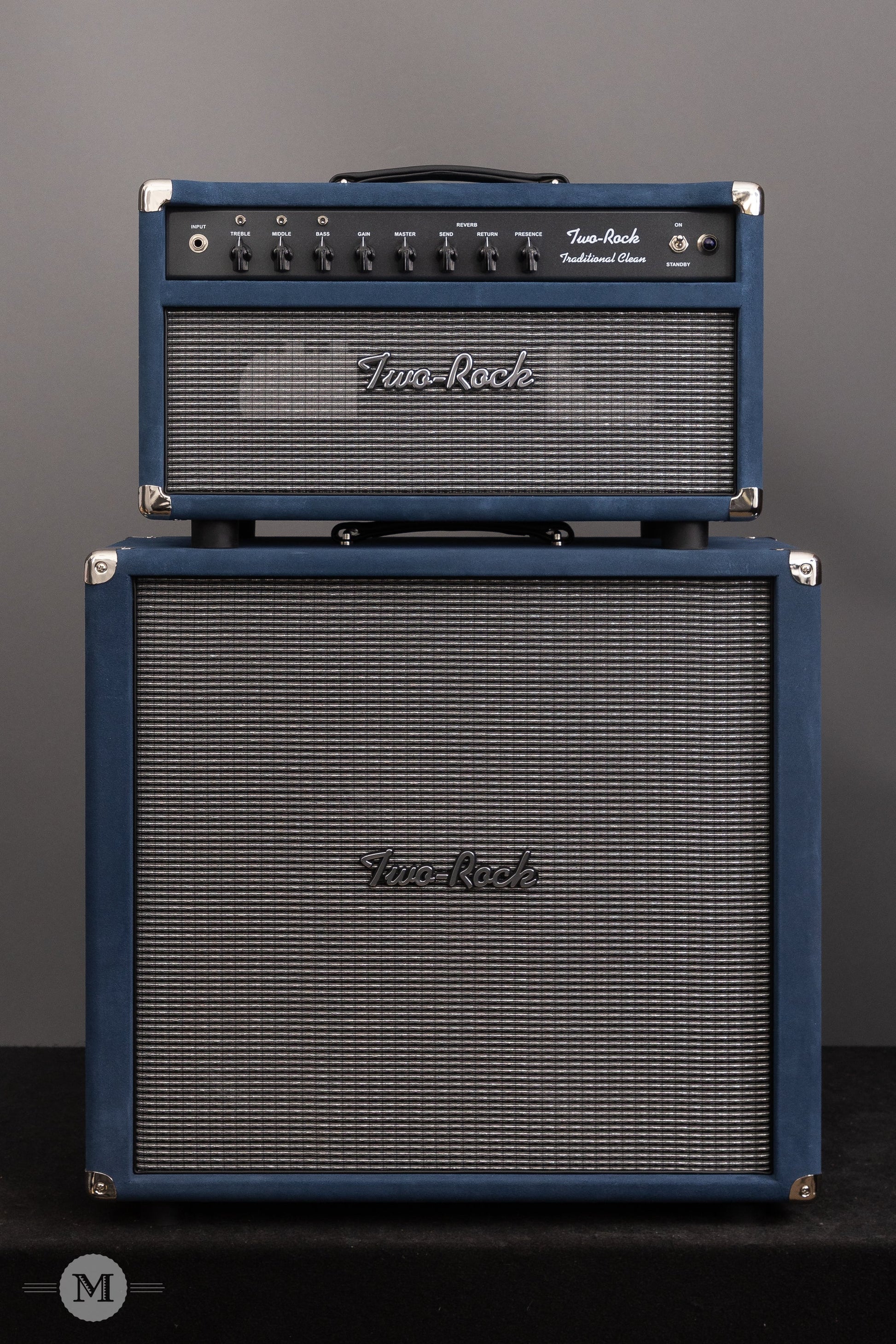 Two-Rock Amplifiers - Traditional Clean 40w Head w/ Matching 3x10 Cab - Black Chassis - Denim Suede w/ Vintage Silver Cloth