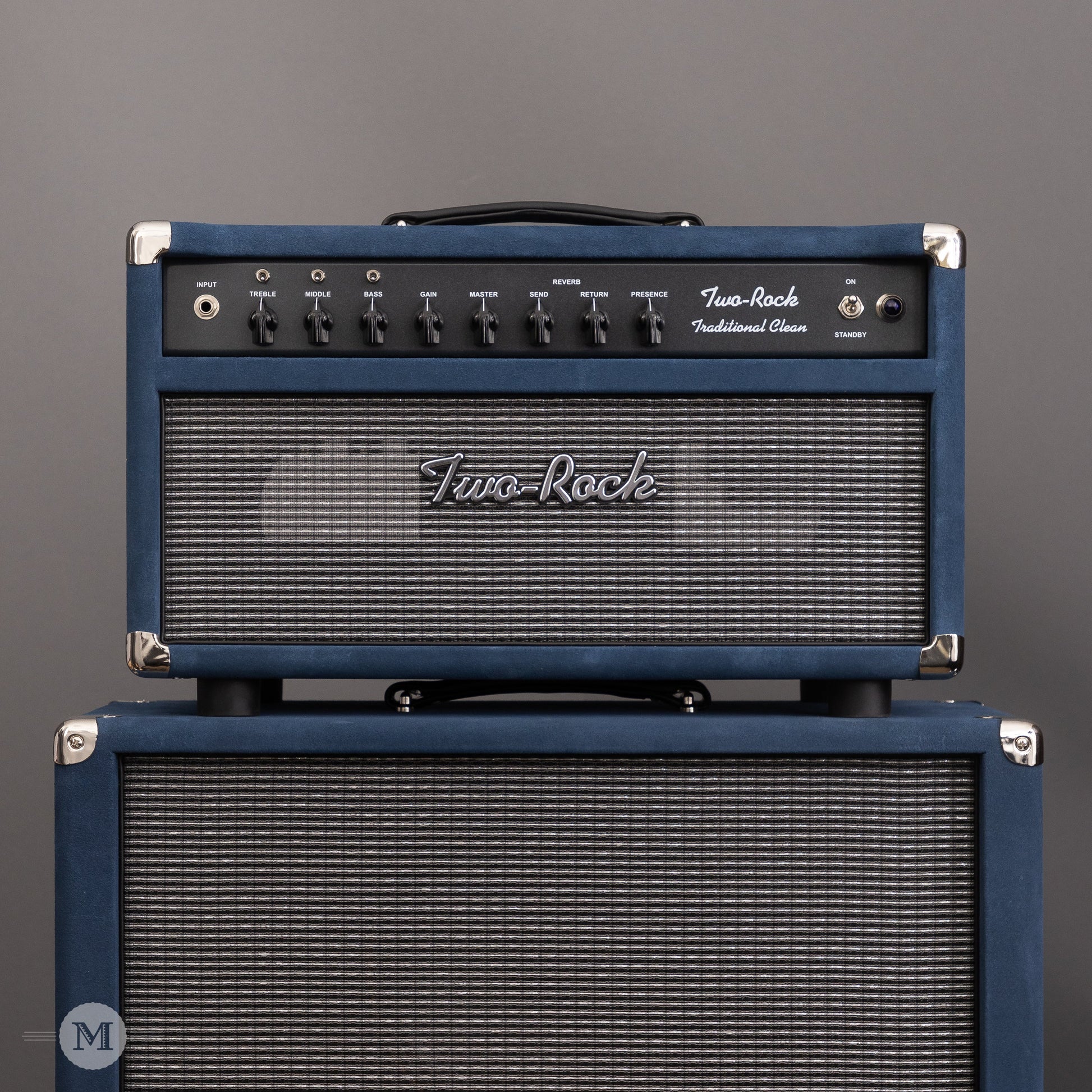 Two-Rock Amplifiers - Traditional Clean 40w Head w/ Matching 3x10 Cab - Black Chassis - Denim Suede w/ Vintage Silver Cloth