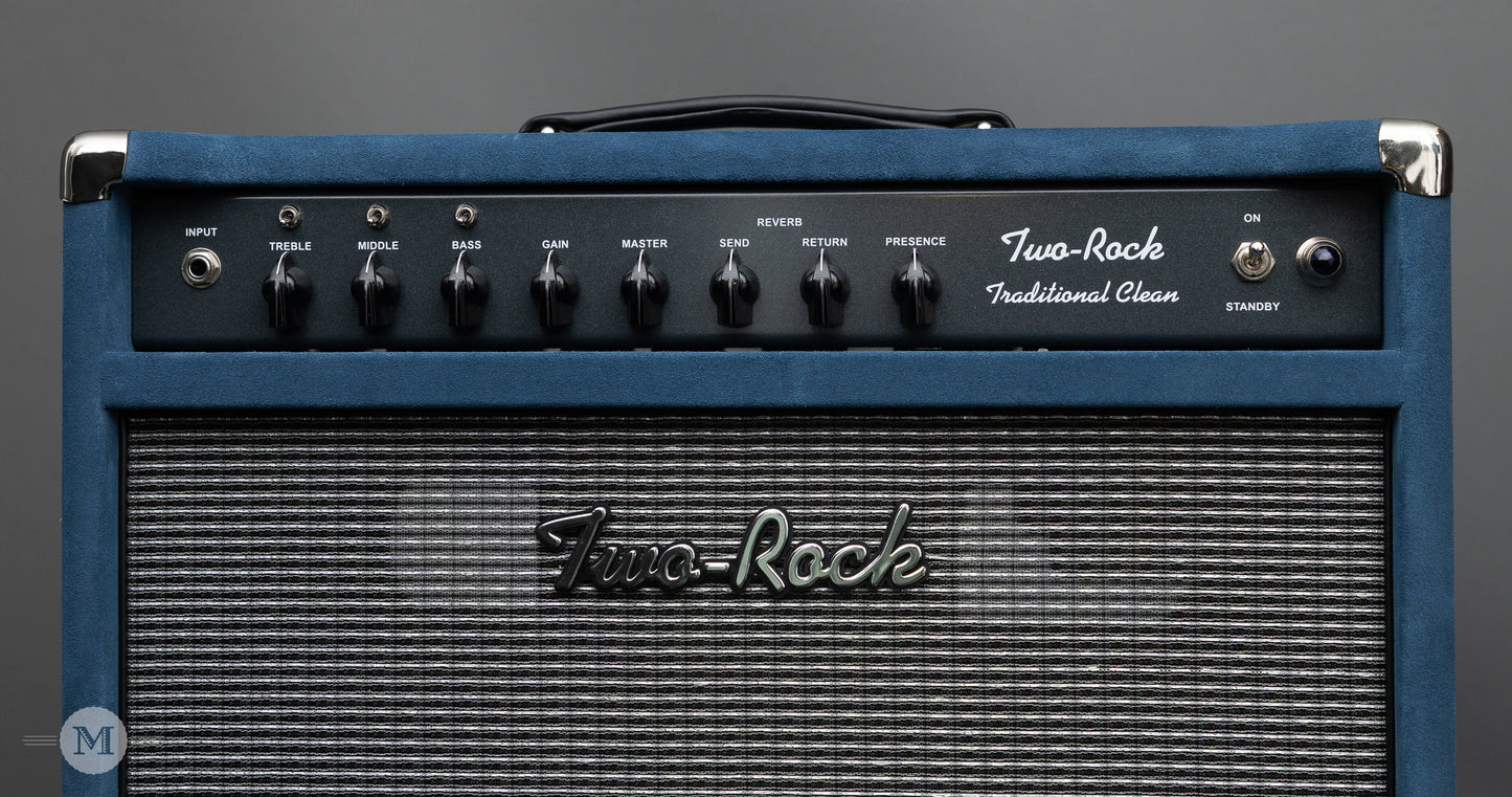 Two-Rock Amplifiers - Traditional Clean 40w Head w/ Matching 3x10 Cab - Black Chassis - Denim Suede w/ Vintage Silver Cloth