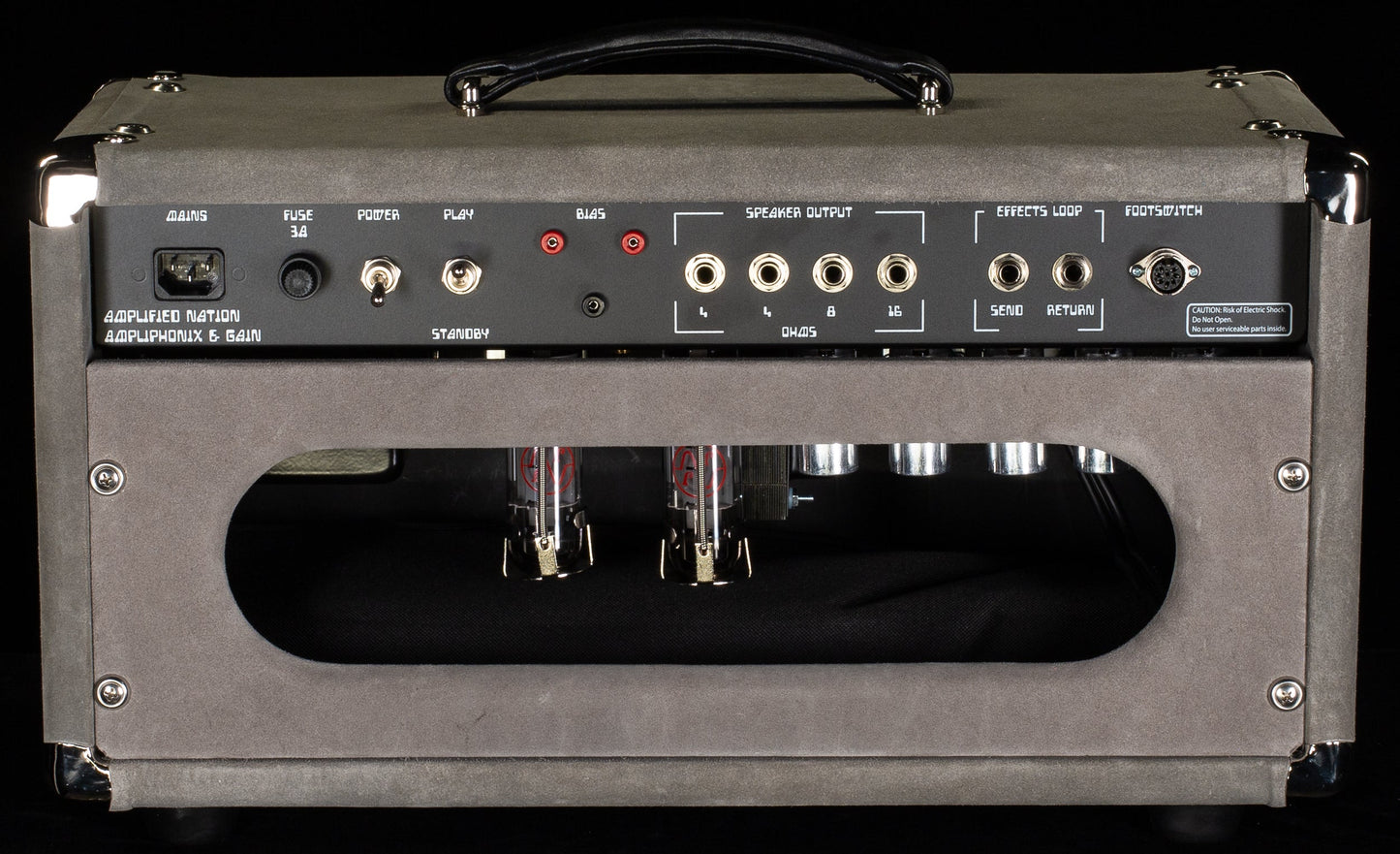 Amplified Nation Ampliphonix and Gain Head 50W Silver Suede/Wave Baffle + 2x12 Square Cabinet