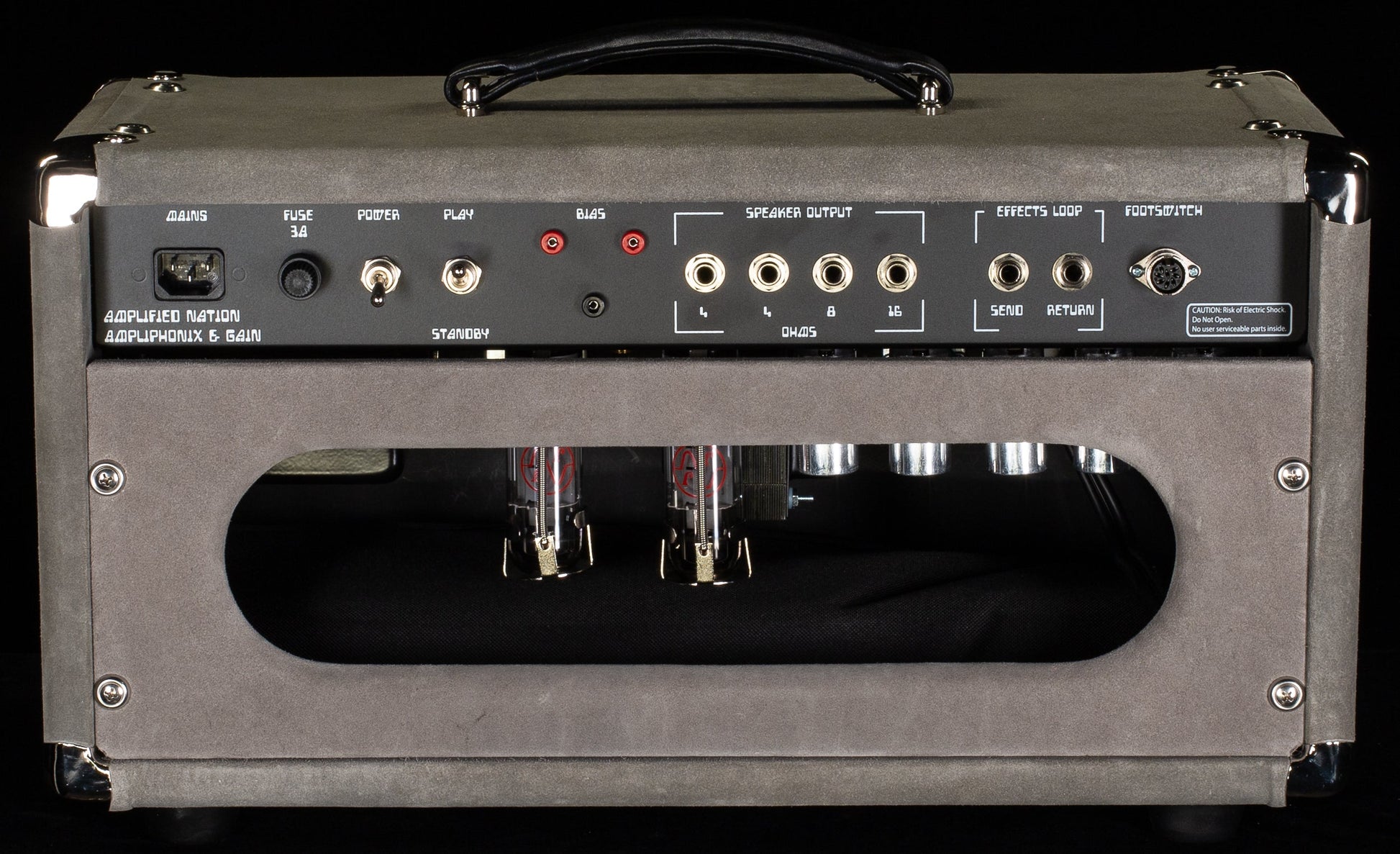 Amplified Nation Ampliphonix and Gain Head 50W Silver Suede/Wave Baffle + 2x12 Square Cabinet
