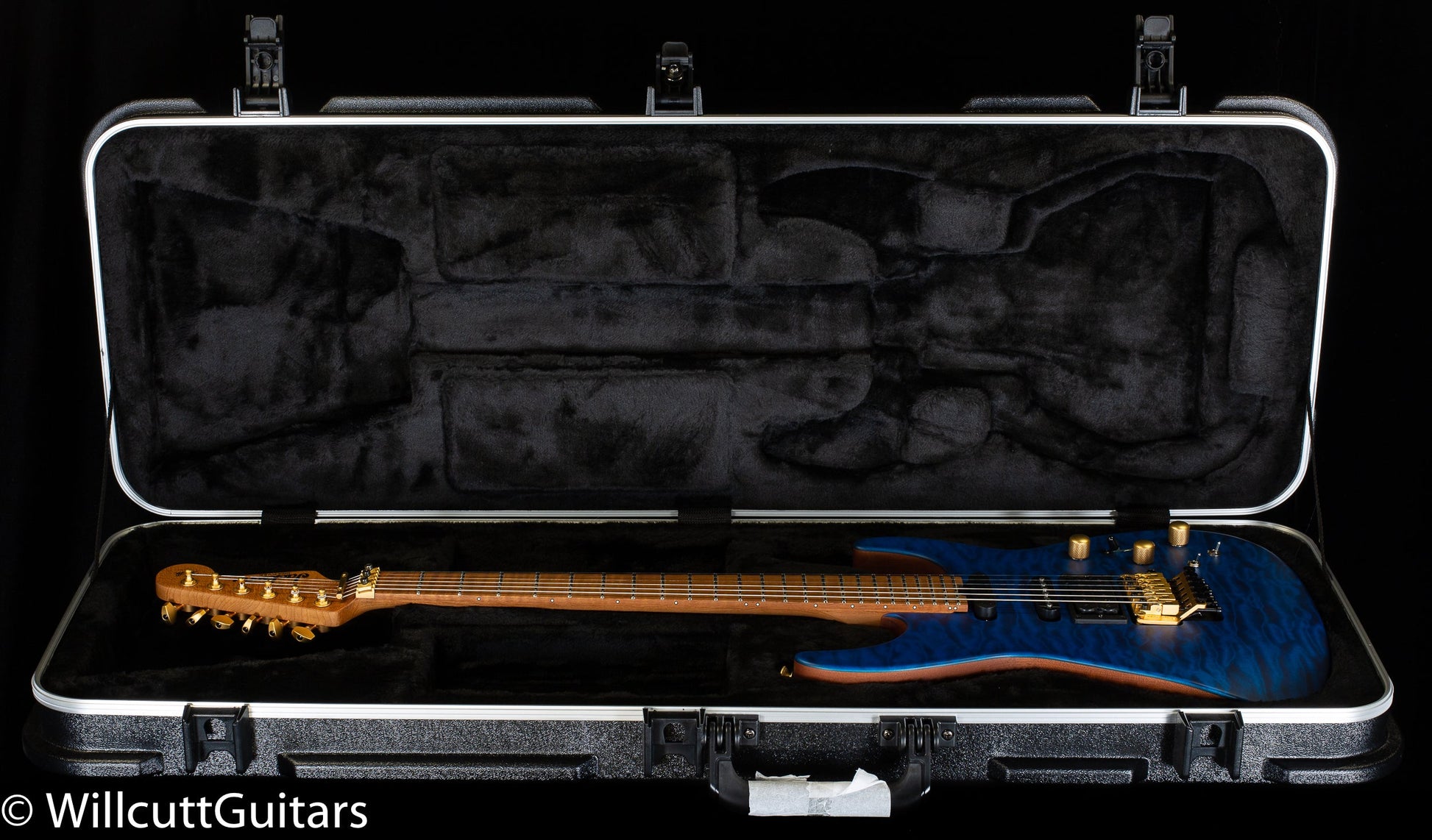 Jackson USA Signature Phil Collen PC1 Caramelized Flame Maple Fingerboard Satin Stain Transparent Blue (763)